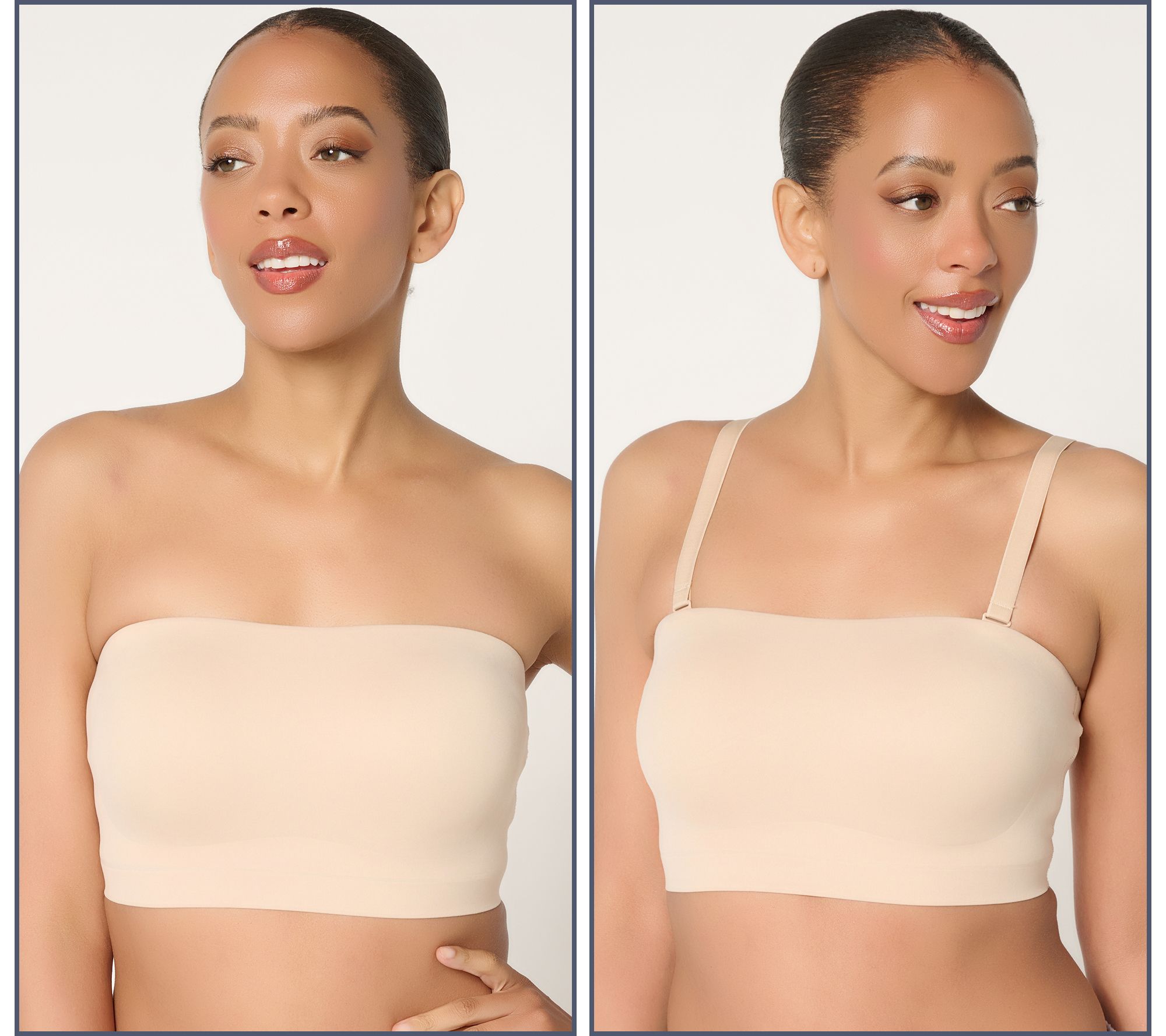 "As Is" Breezies Bonded Bandeau Bra w/ Convertible Straps Set of 2