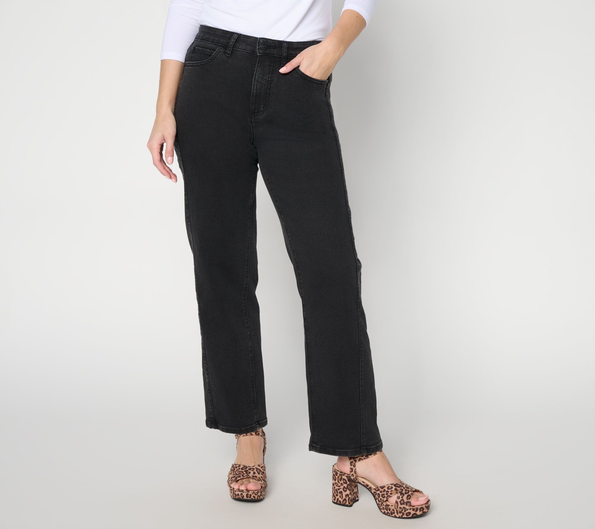 Me by Jennie Garth Regular Repreve Washed Black Straight Jean