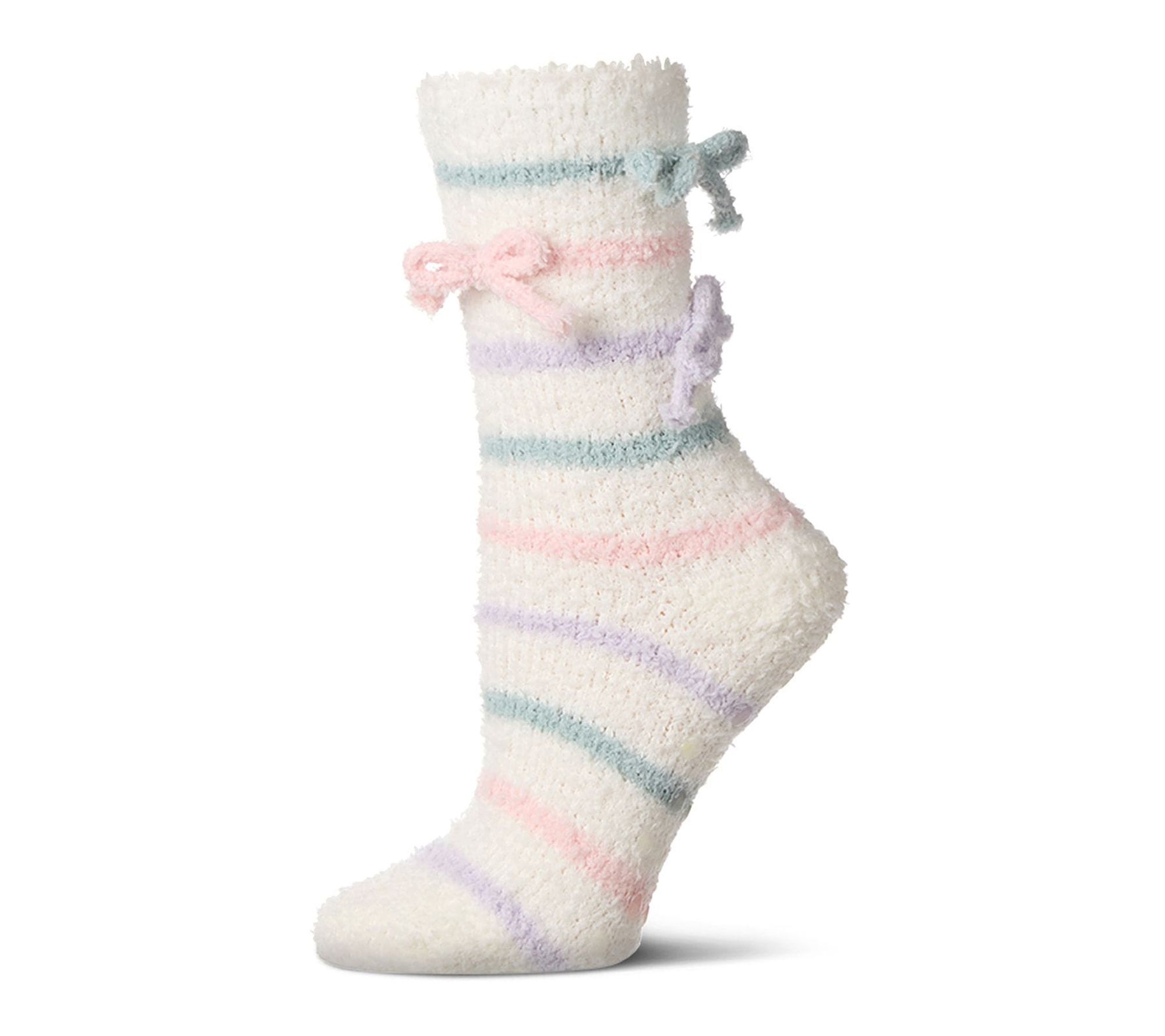 MeMoi Women's Non-Skid Cozy Crew Sock with BowDetails
