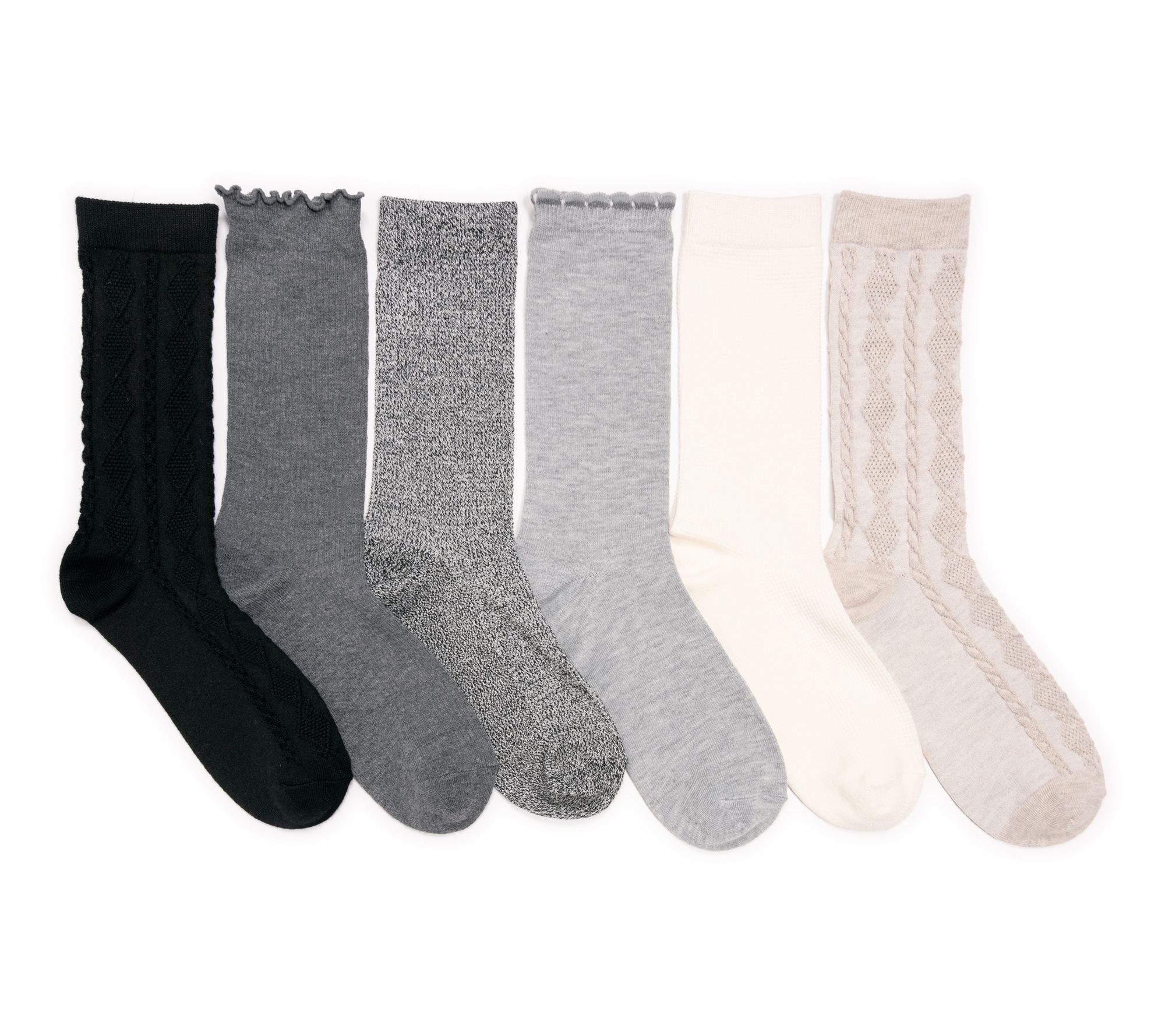MUK LUKS Women's Set of 6 Whisper Soft 8" CrewSocks