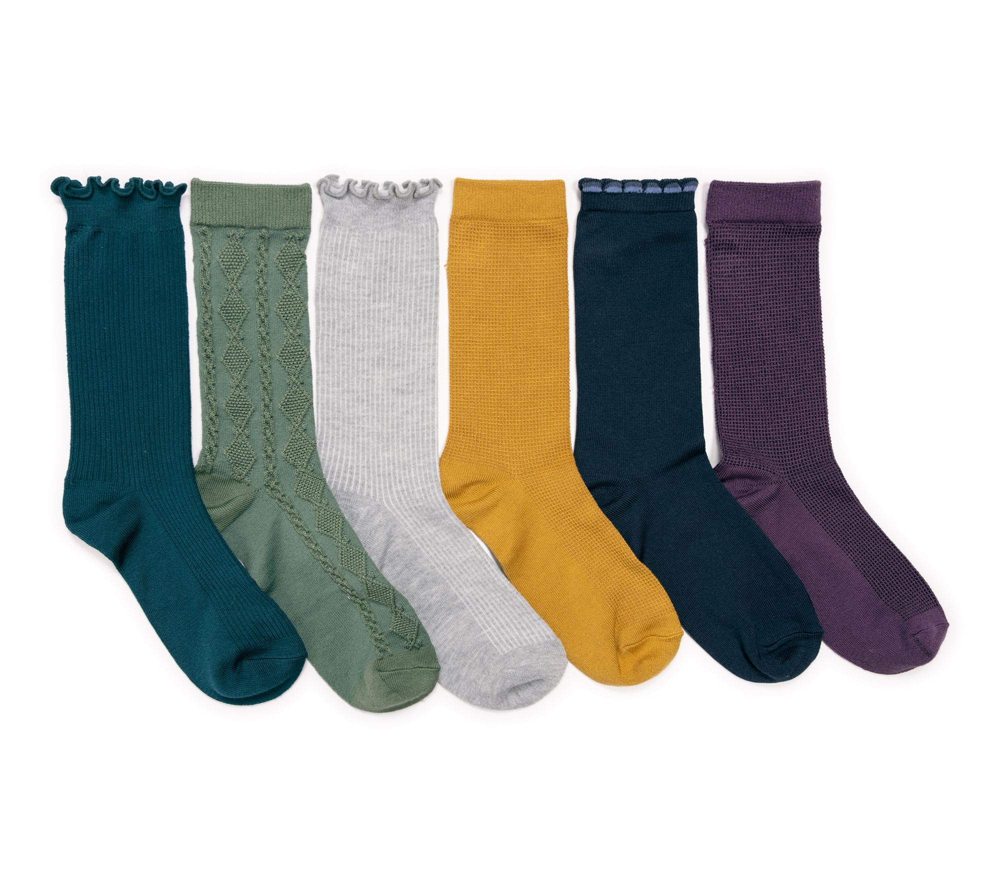 MUK LUKS Women's Set of 6 Whisper Soft 8" CrewSocks
