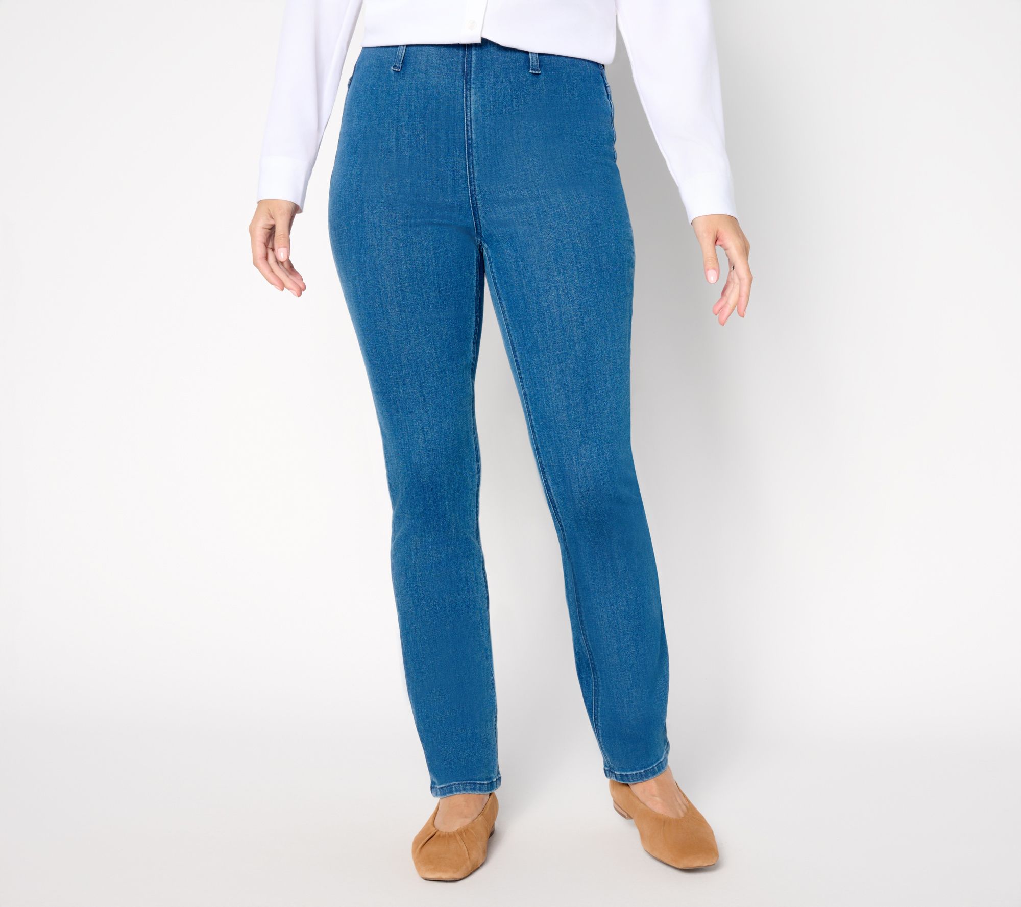 "As Is" Denim & Co. Regular Indigo Perfect Flex Straight Leg Jean