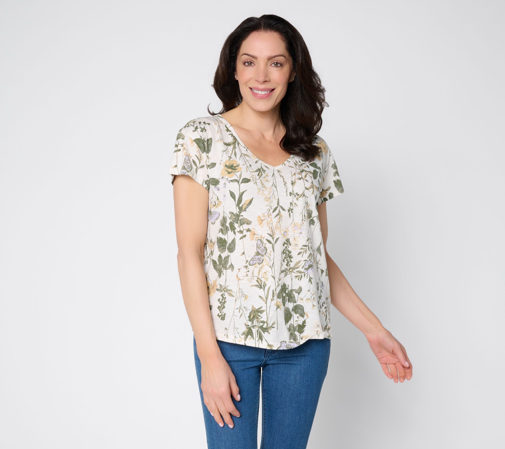 BEAUTIFUL by Lawrence Zarian Printed V-Neck Cap Sleeve Top