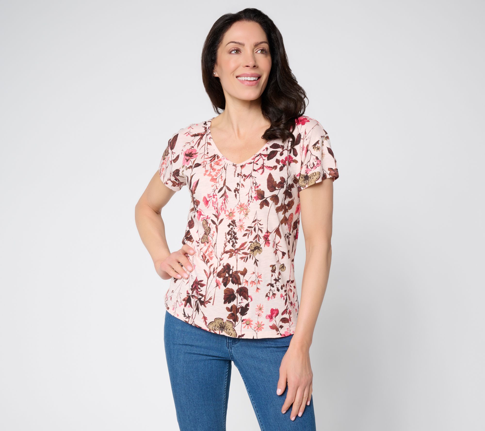 BEAUTIFUL by Lawrence Zarian Printed V-Neck Cap Sleeve Top