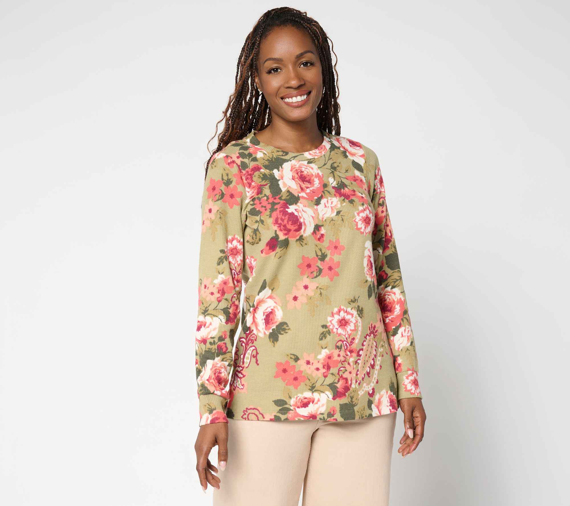 "As Is" Belle Boho by Kim Gravel Micro Waffle Ranch Floral Top