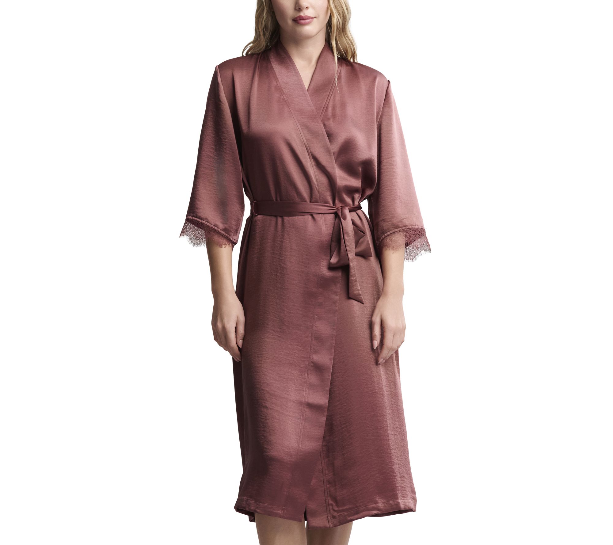 Barefoot Dreams Liquid Satin Lace Kimono Robe