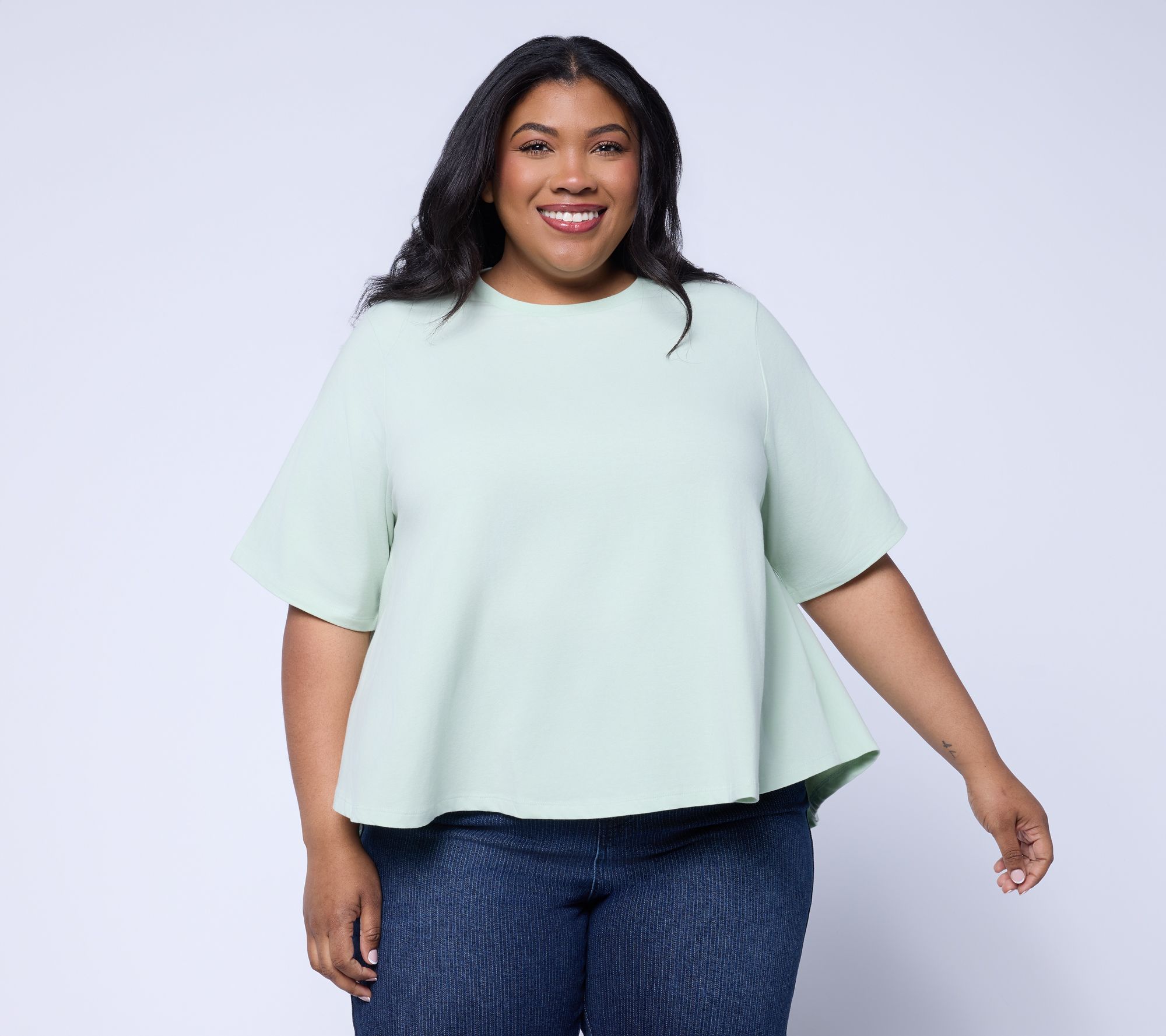 RM Studio x Rebecca Minkoff Cotton Rich Short Sleeve Trapeze Tee
