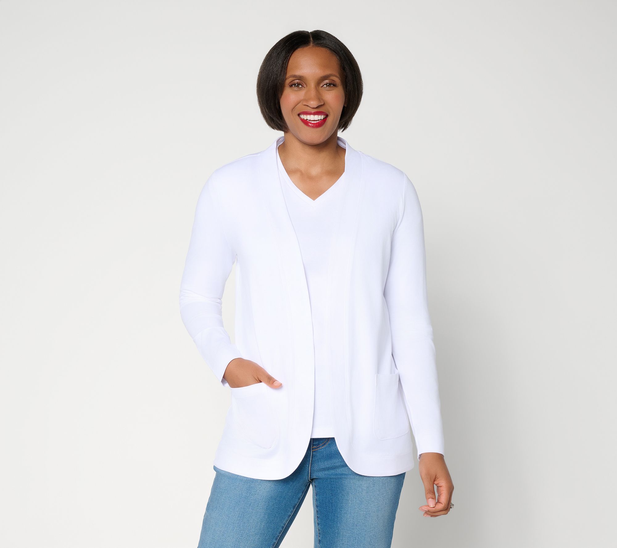 Denim & Co. Essentials So Soft Jersey Open Front Cardigan