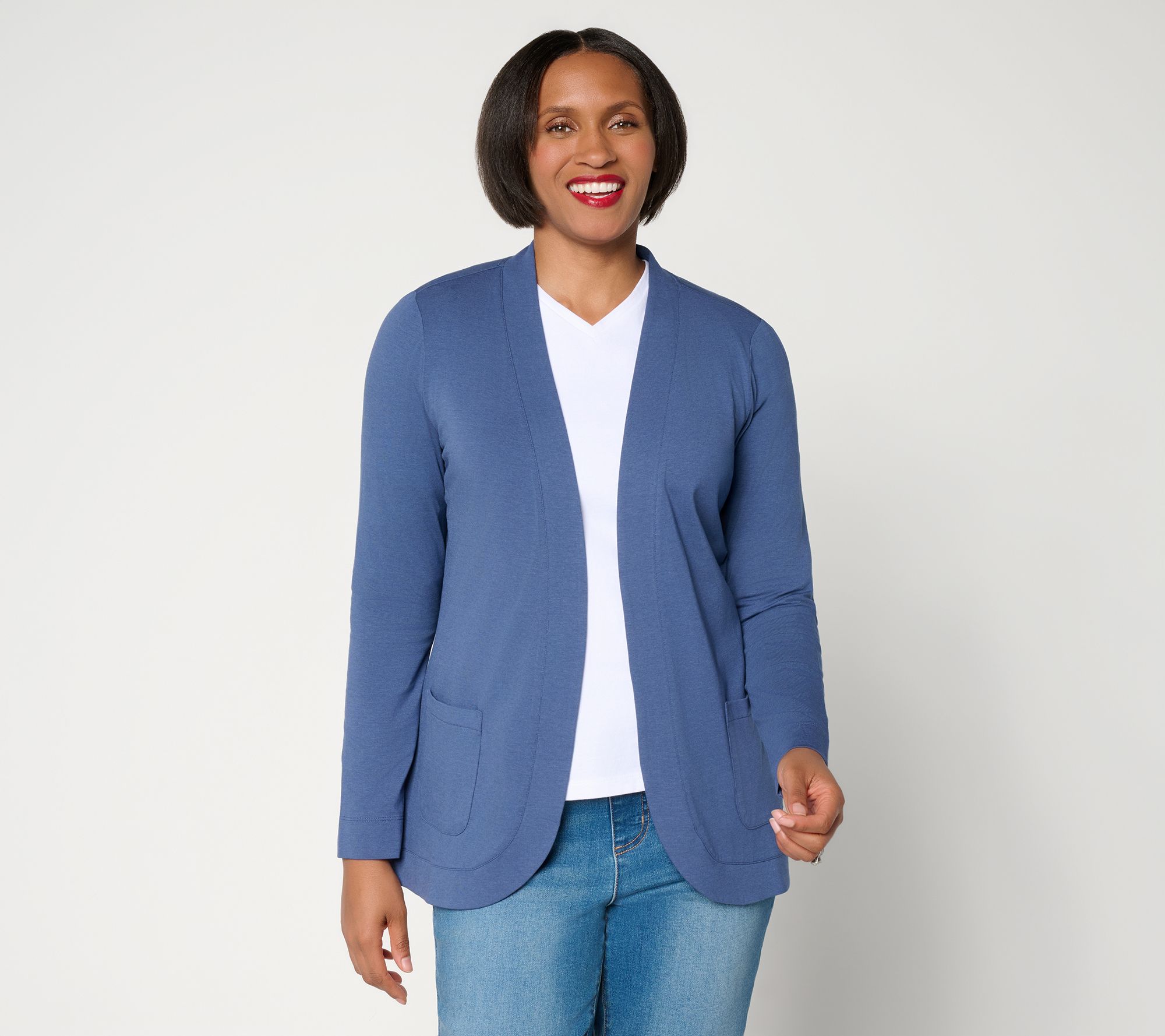 Denim & Co. Essentials So Soft Jersey Open Front Cardigan