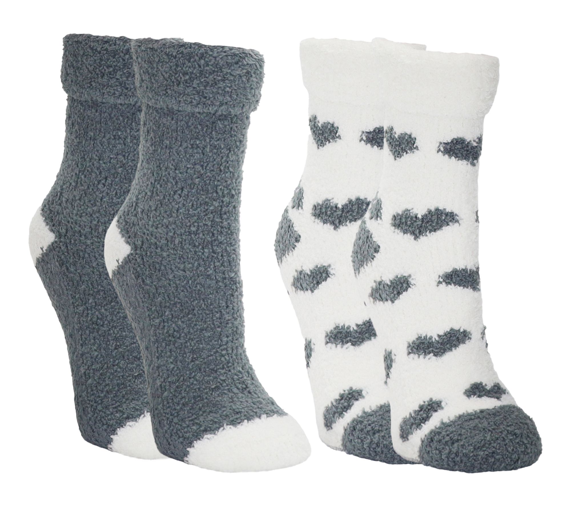 MinxNY 2-Pair Lavender Slipper Socks & Plush Heart Keychain