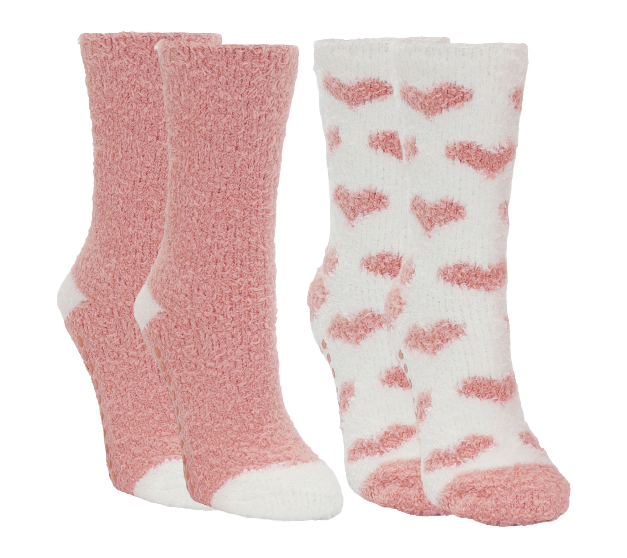 MinxNY 2-Pair Lavender Slipper Socks & Plush Heart Keychain