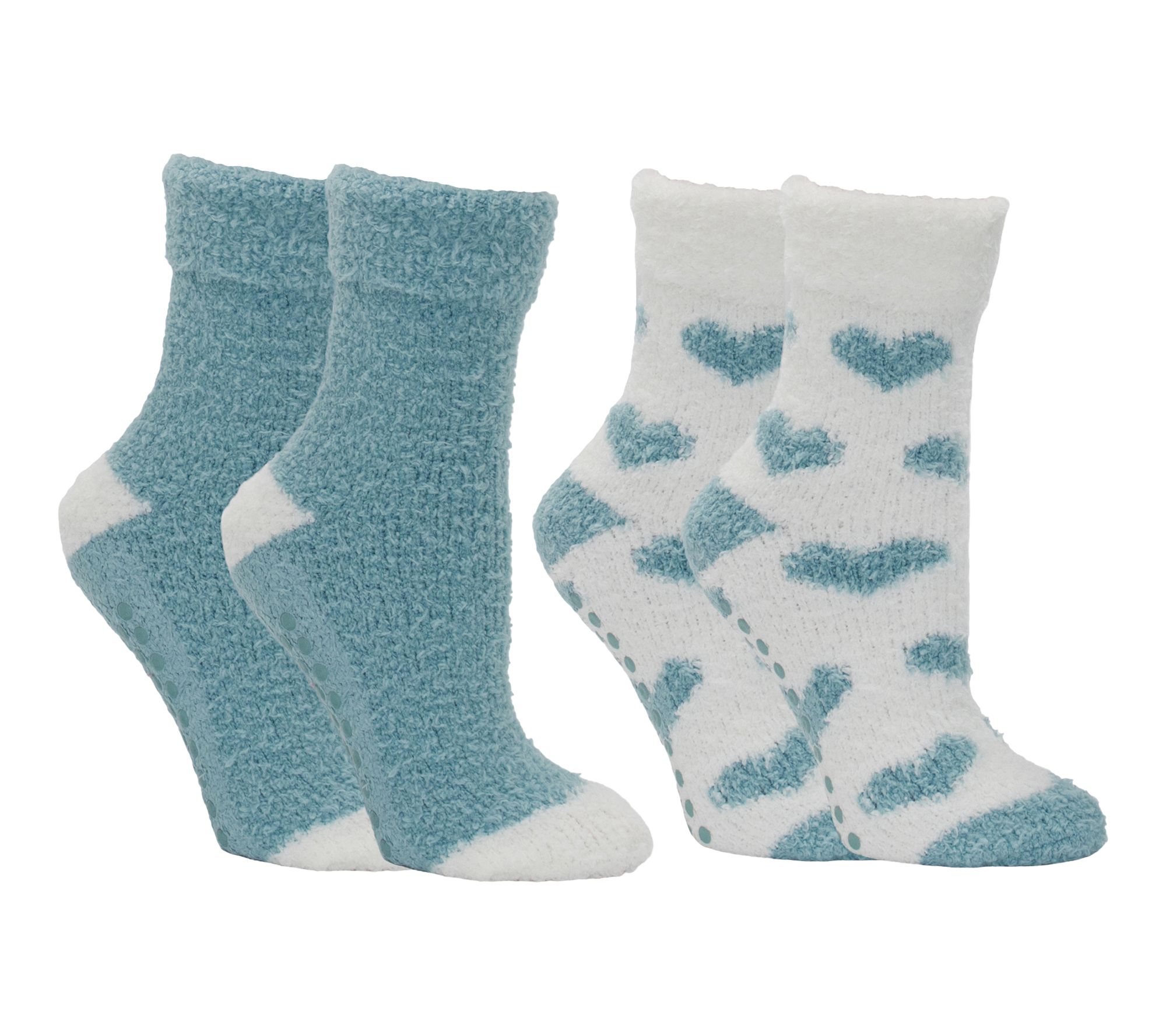 MinxNY 2-Pair Lavender Slipper Socks & Plush Heart Keychain