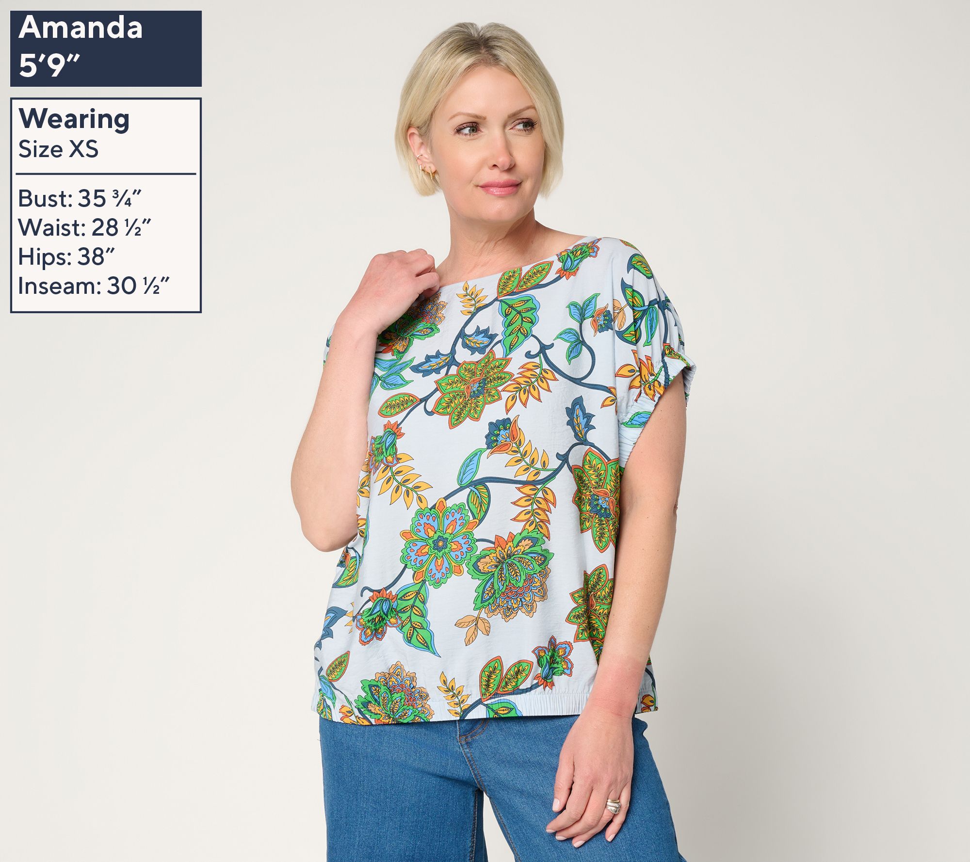 Peace Love World Crew Neck Ruched Dolman Sleeve Top - QVC.com
