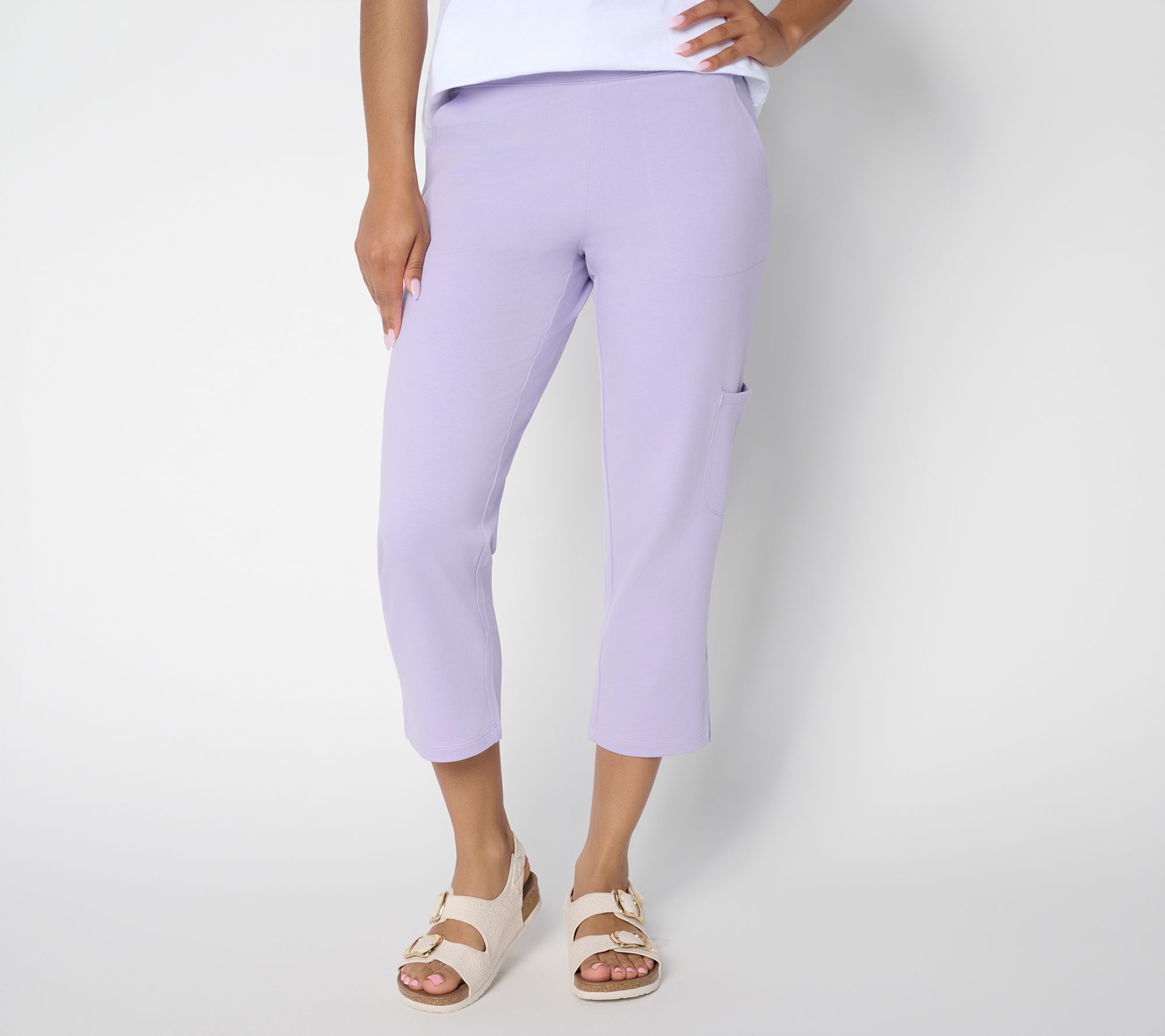 Denim & Co. EasyWear French Terry Cargo Crop Pants