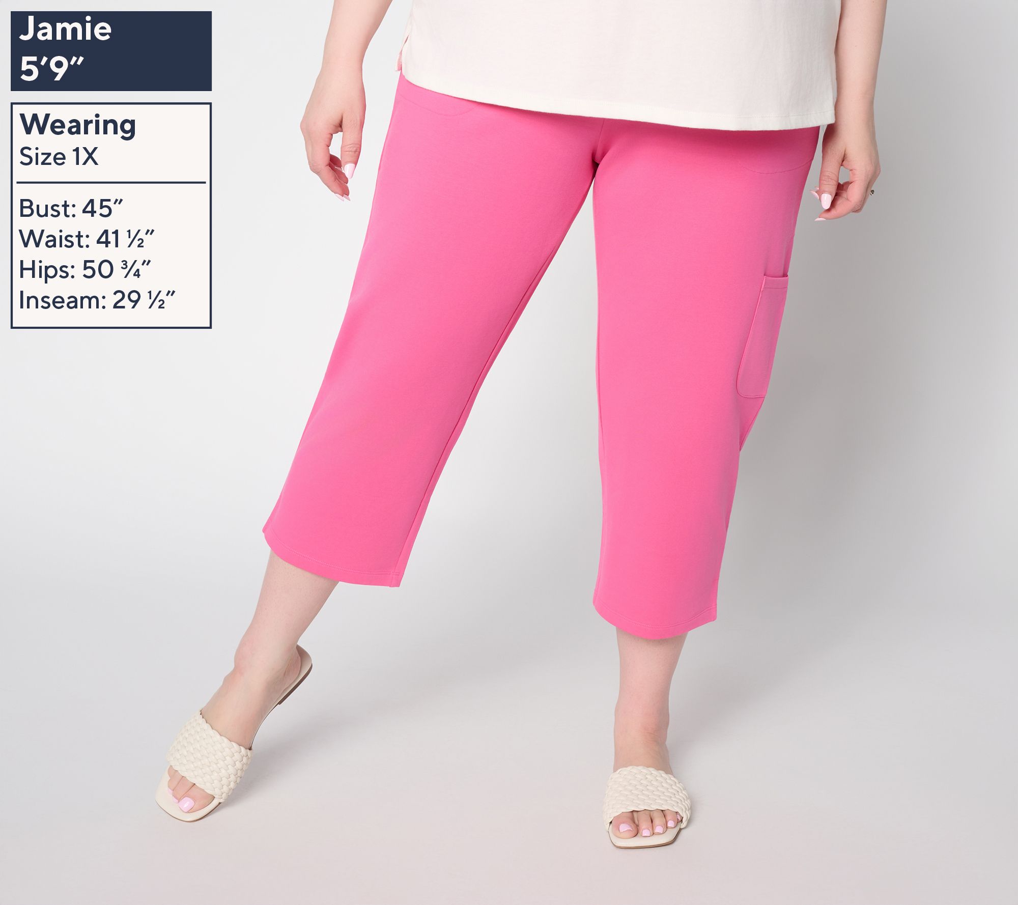 Denim & Co. EasyWear French Terry Cargo Crop Pants - QVC.com