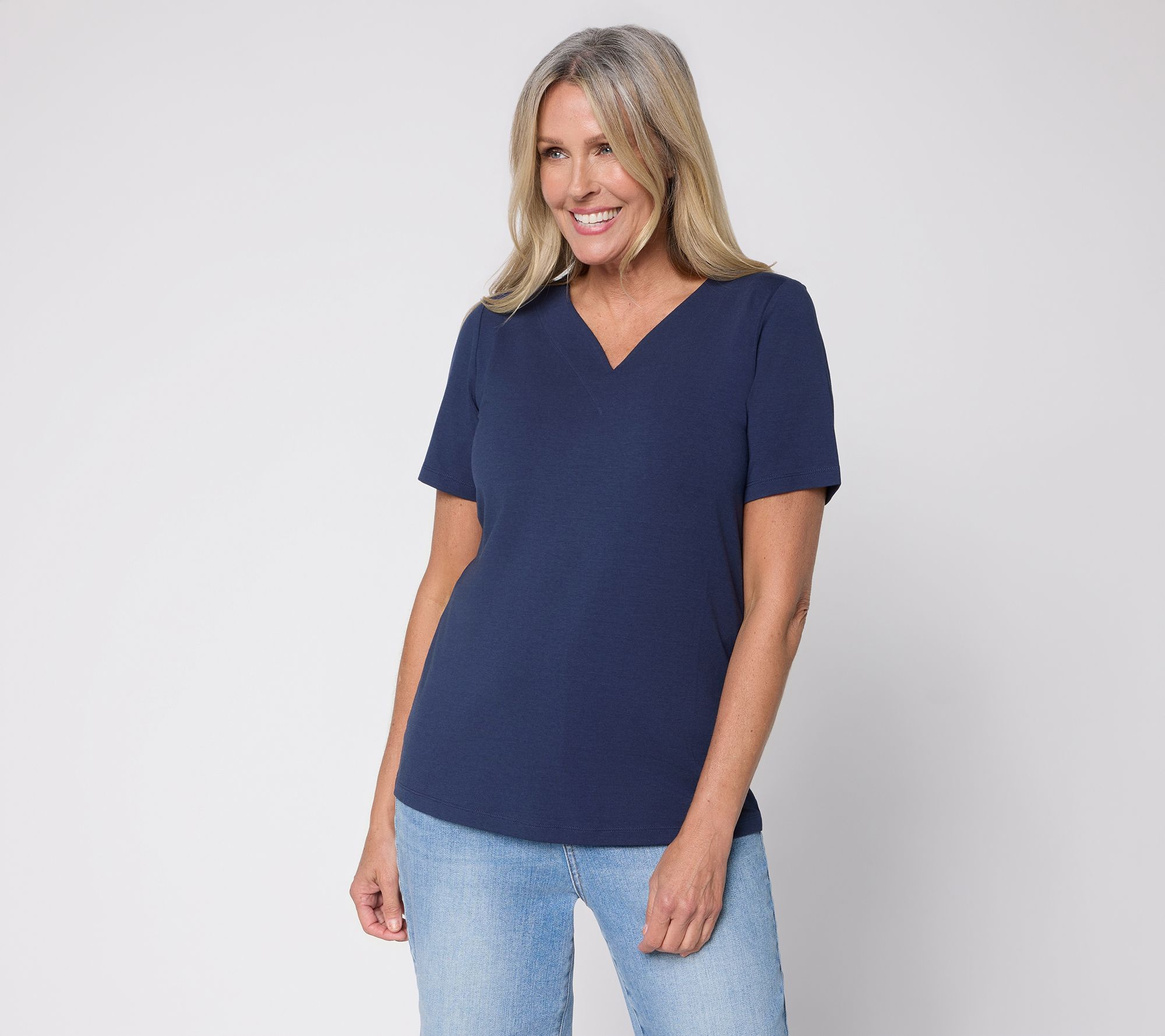 Denim & Co. Essentials So Soft Jersey Top with Sweetheart Neck
