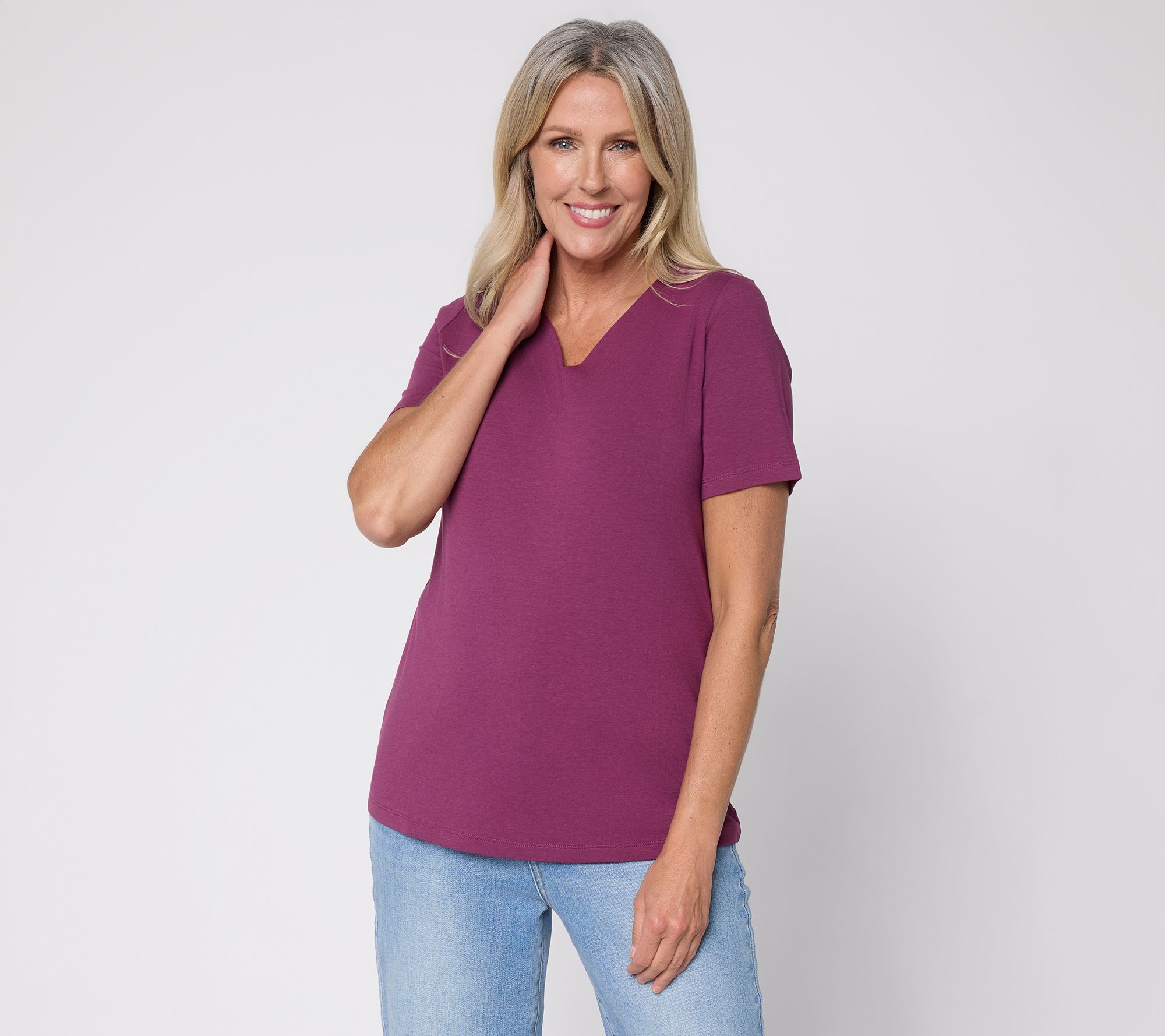 Denim & Co. Essentials So Soft Jersey Top with Sweetheart Neck