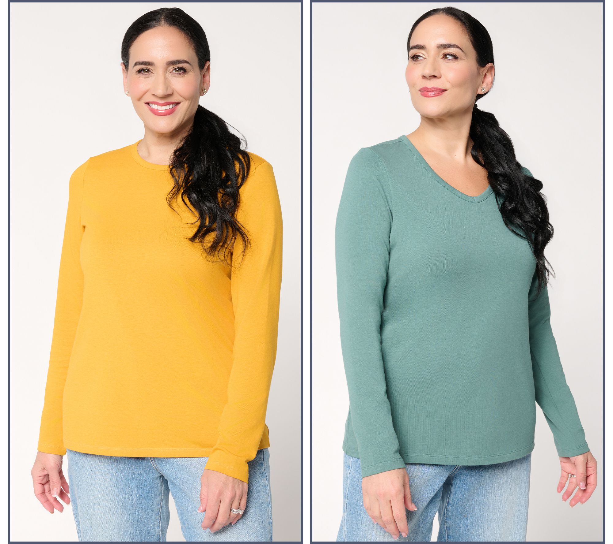Denim & Co. Essentials Favorite Jersey 2-Pack Variety Tops