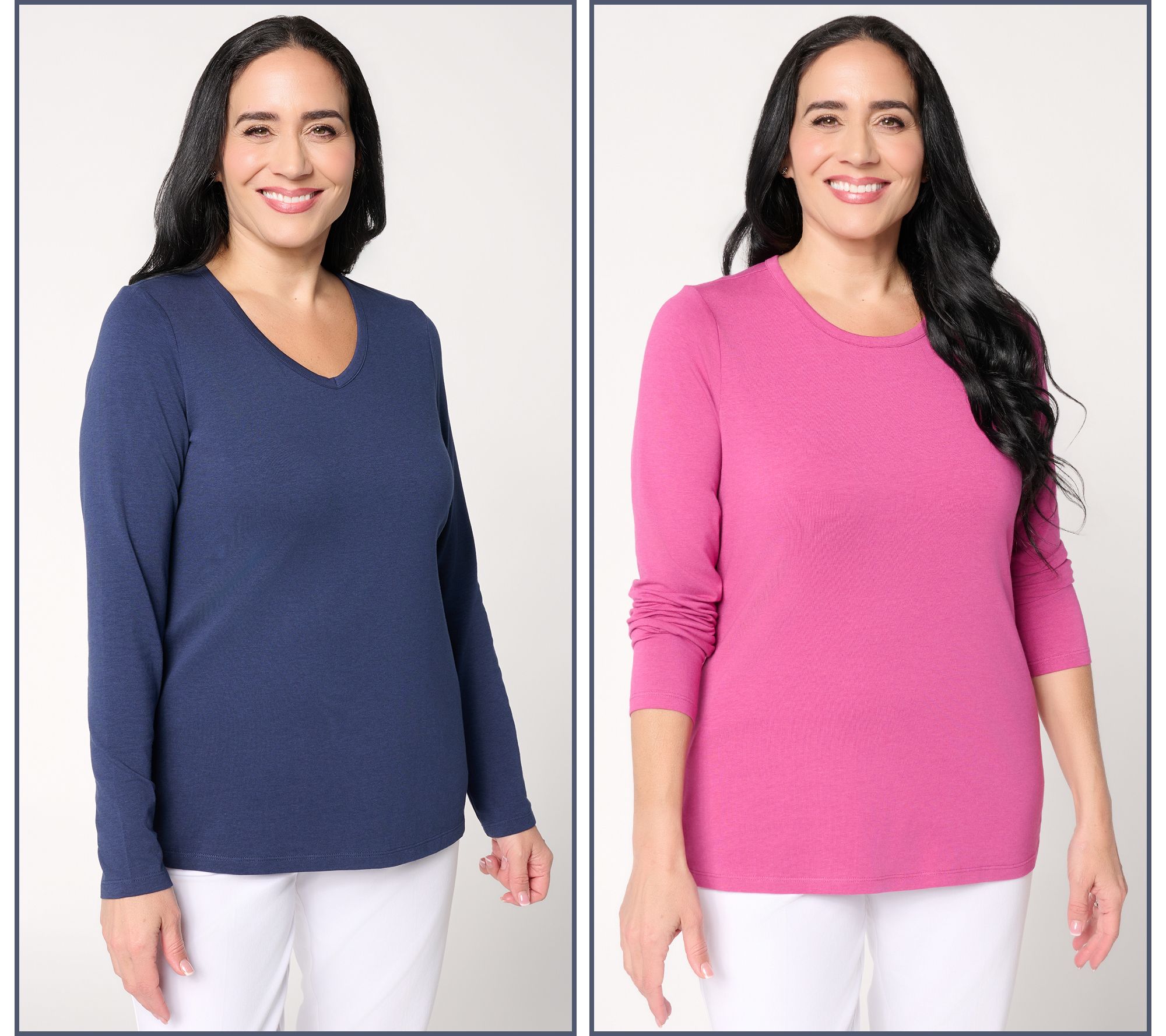 Denim & Co. Essentials Favorite Jersey 2 Pack Variety Tops