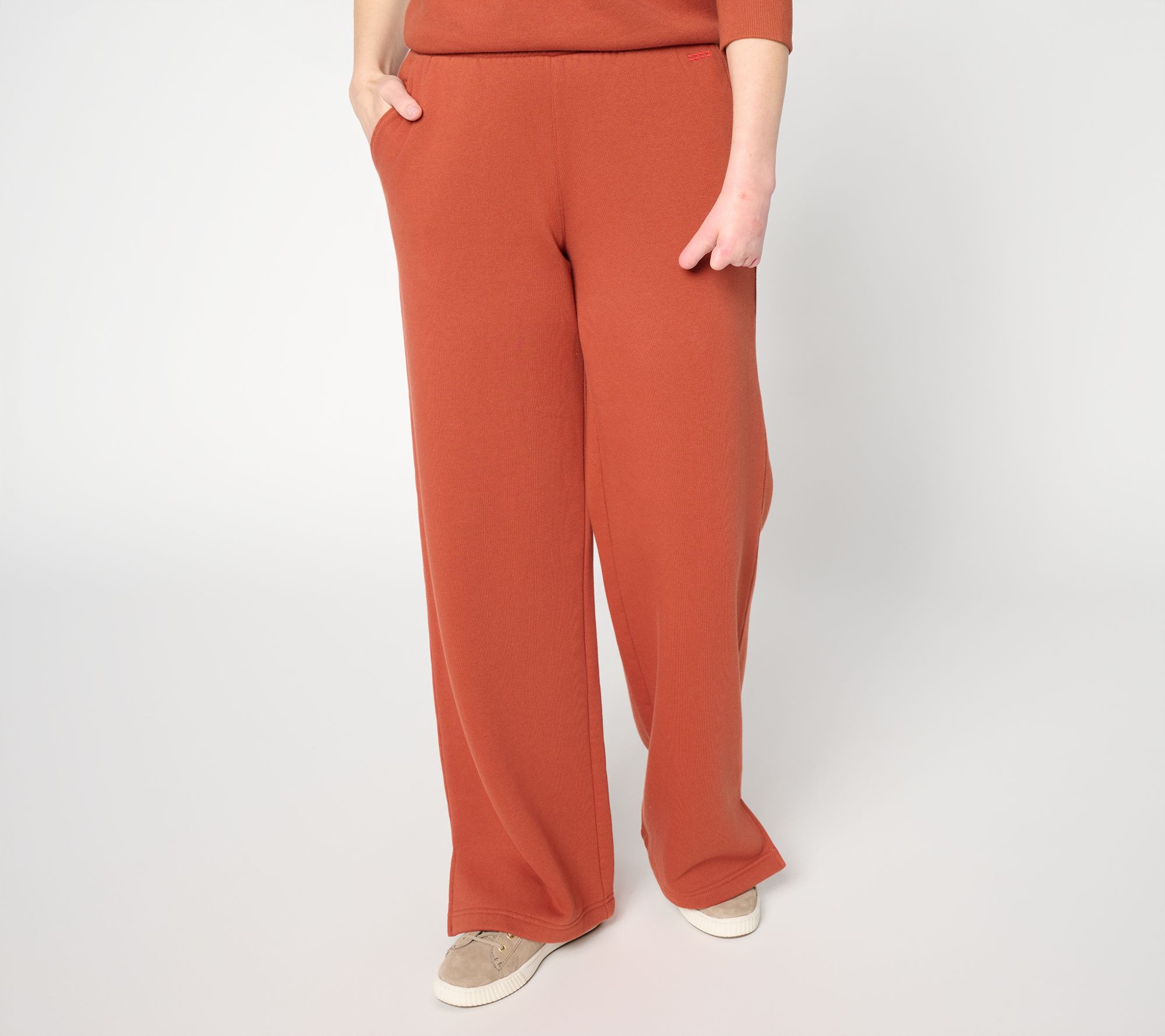 "As Is" Peace Love World Petite French Terry Full Leg Pants