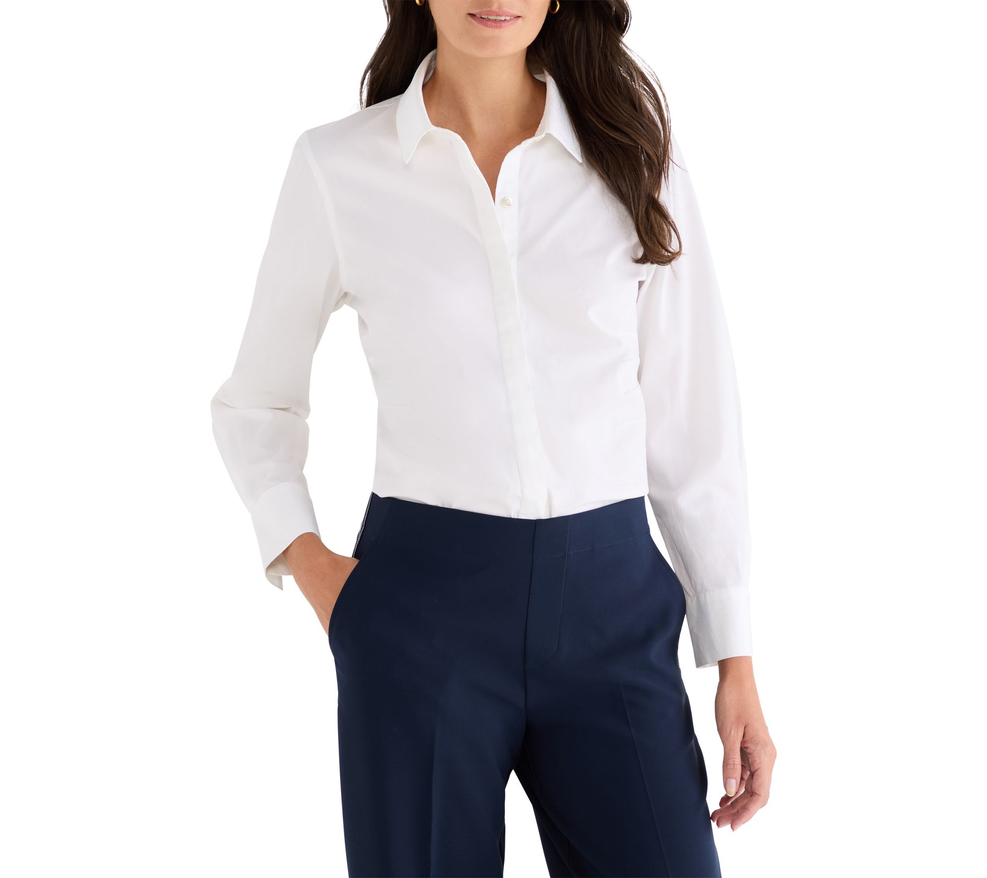 NIC+ZOE Pintuck Stretch Cotton Shirt