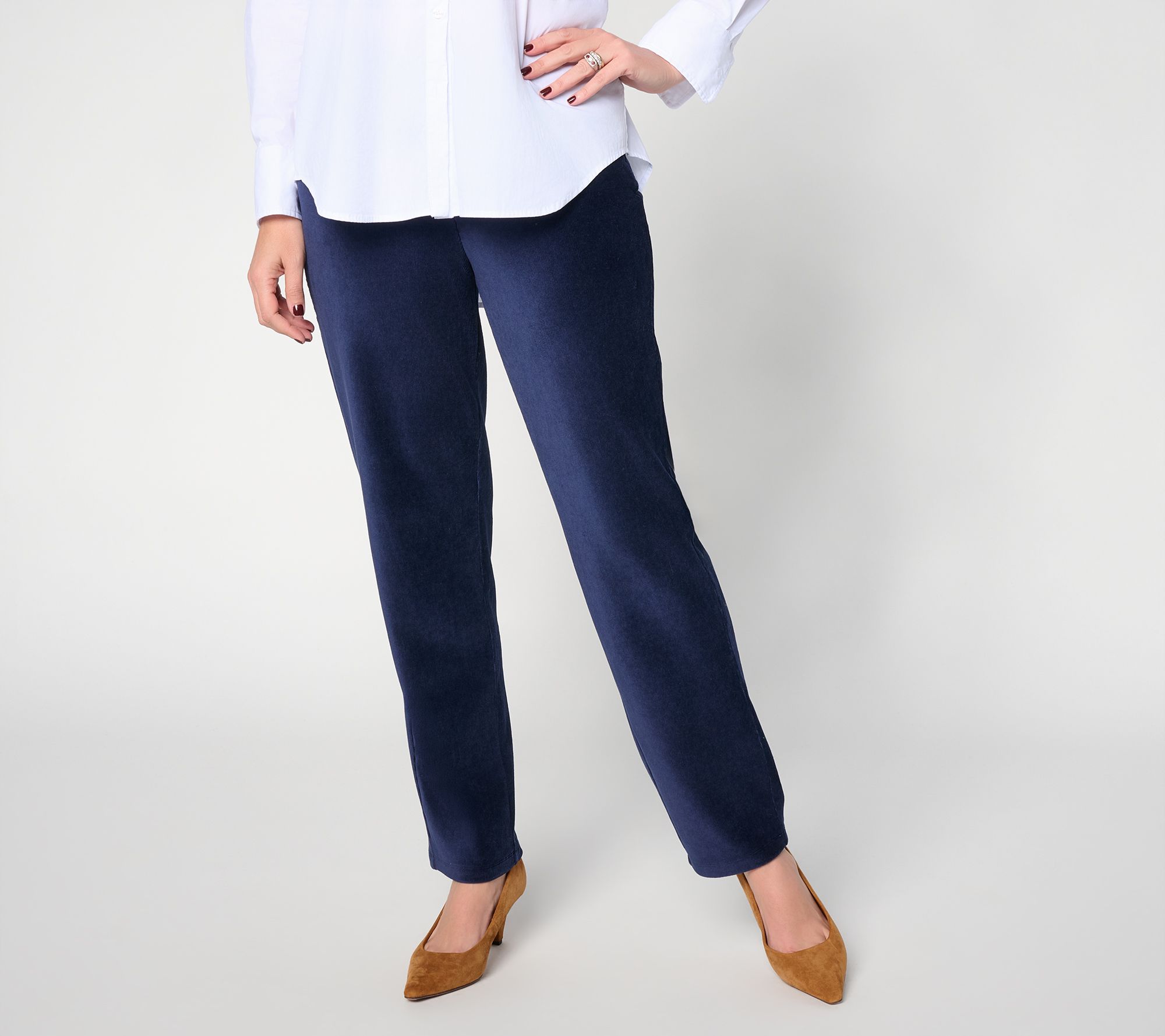 Susan Graver Petite Weekend Knit Curduroy Straight Pant