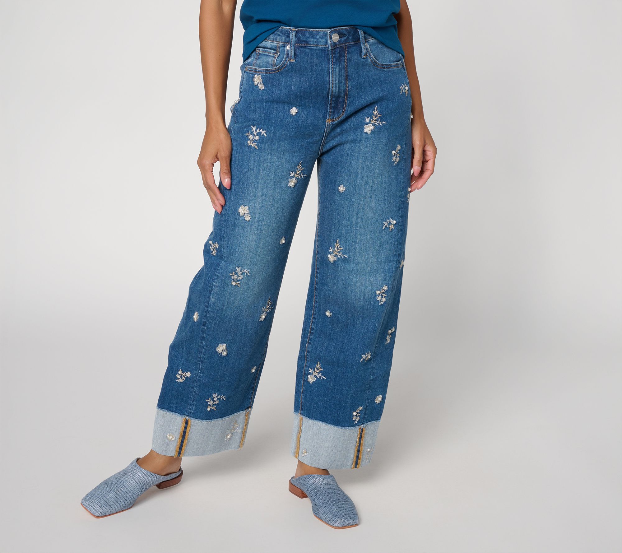 Driftwood Mabel Embroidered Barrel Leg Jean - Gilded Garden