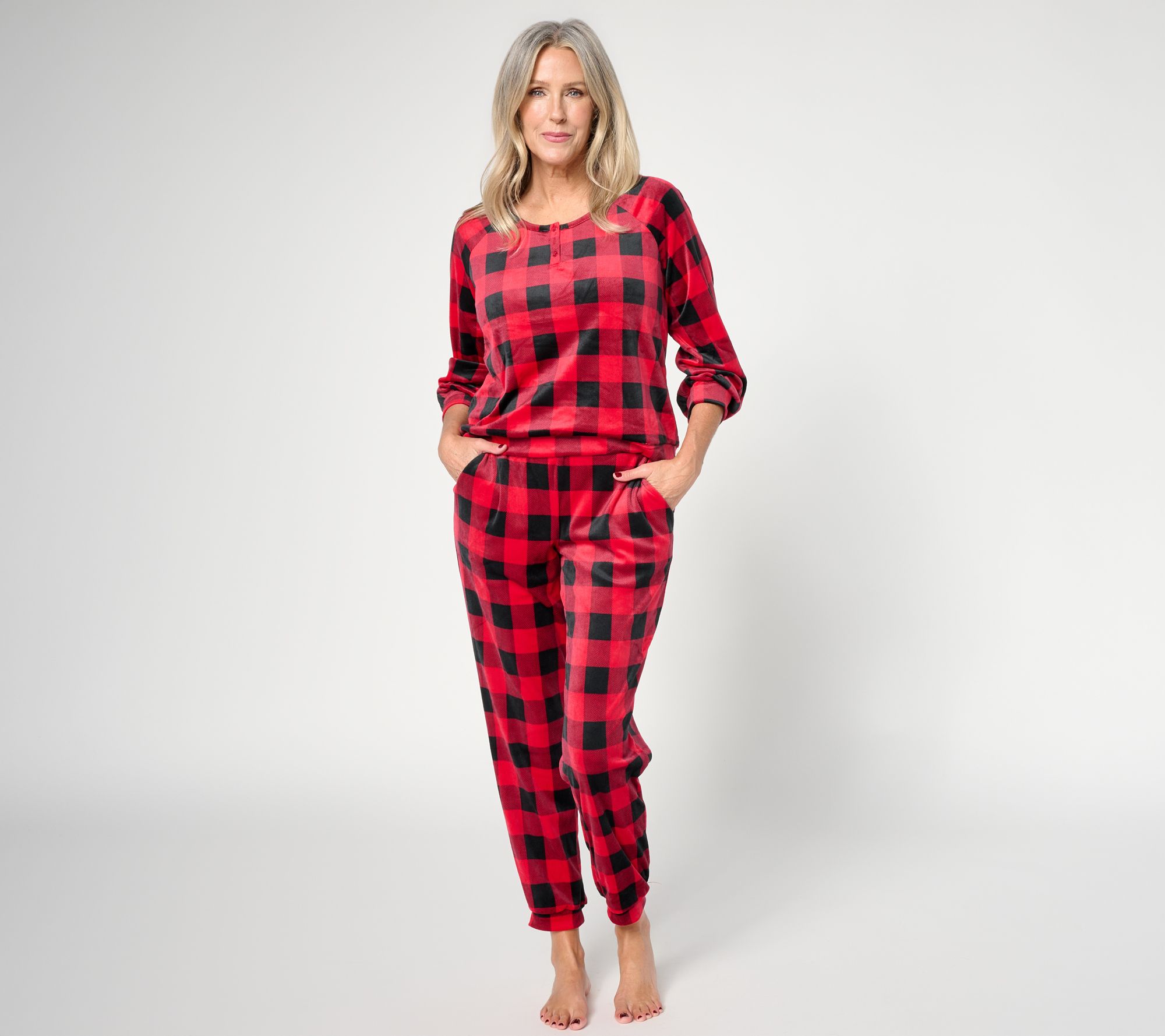MUK LUKS Silky Velour Henley & Jogger Lounge Set