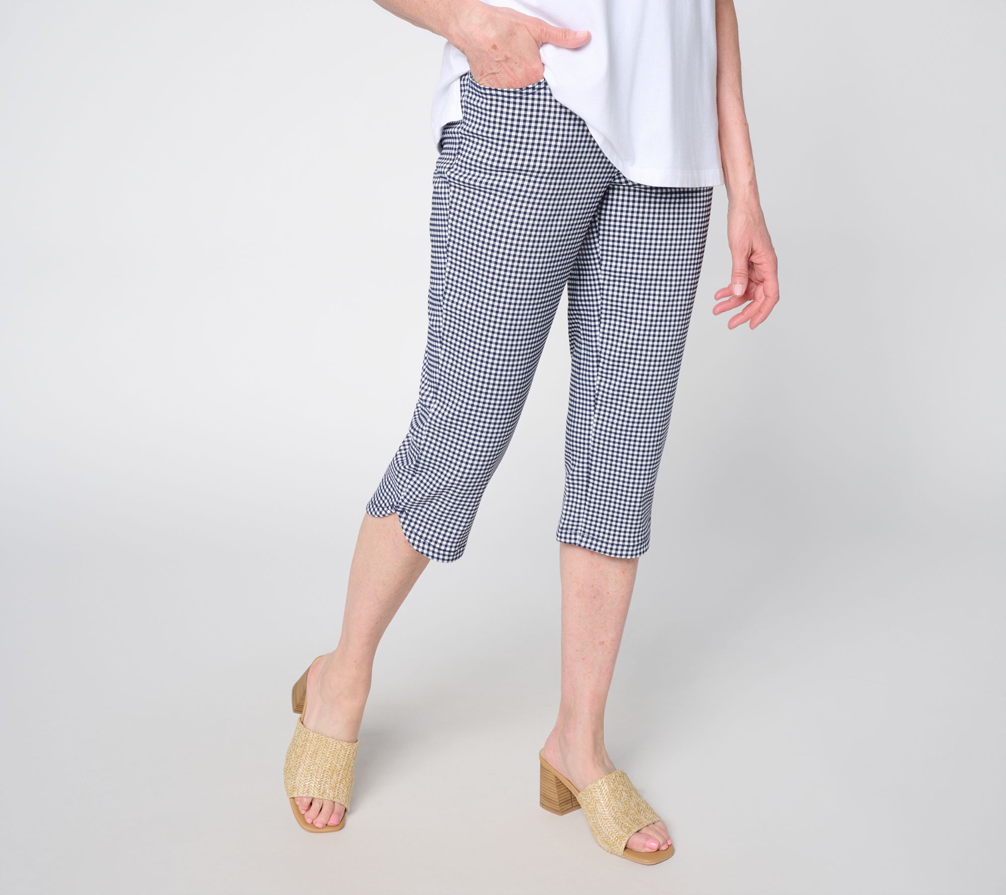 "As Is" Belle by Kim Gravel Regular Gingham Capri Pant