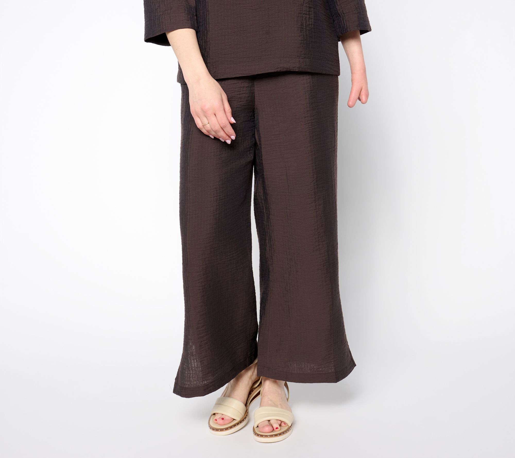 "As Is" LOGO by Lori Goldstein Regular Textured Woven Cropped Pants