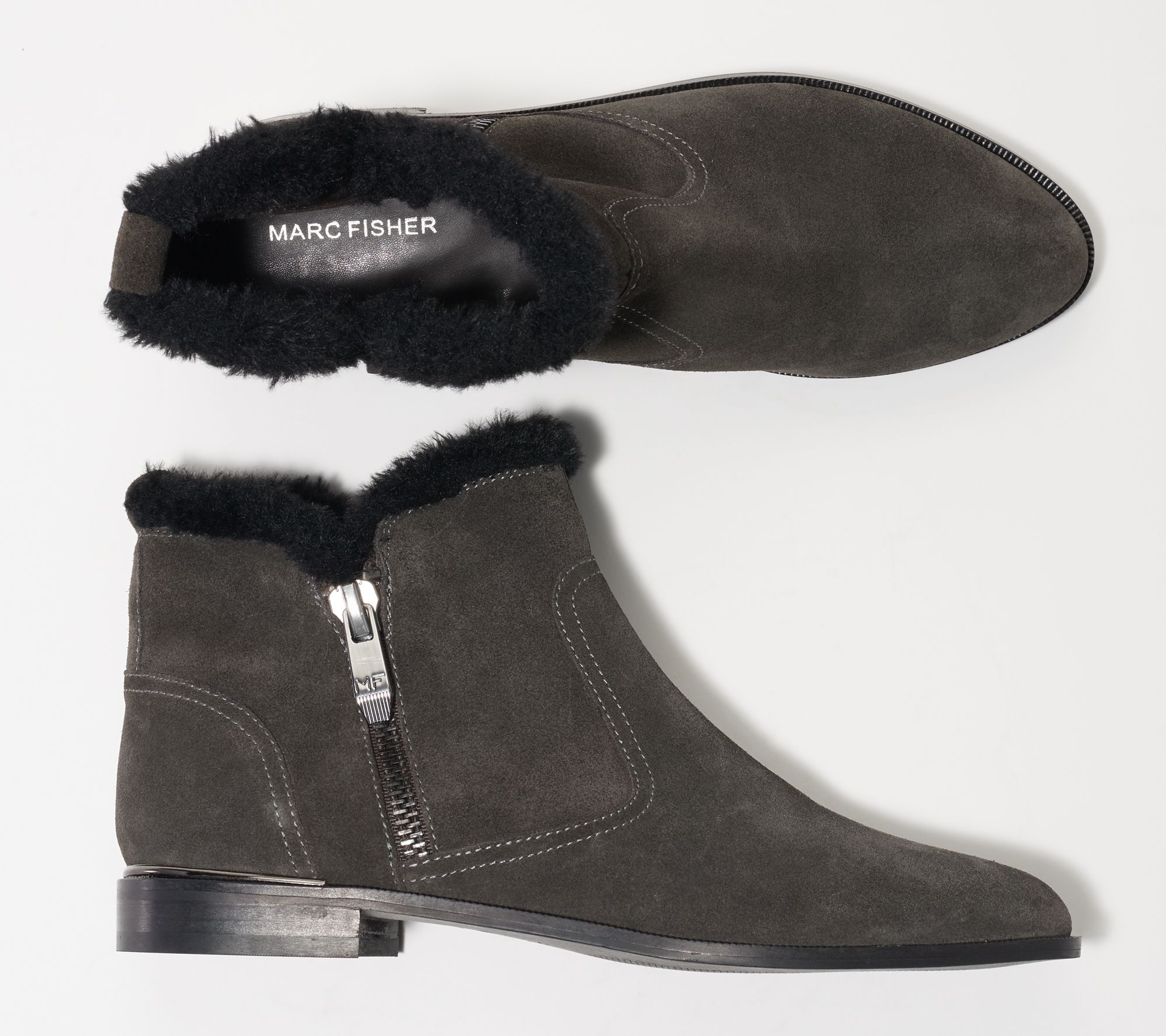 Marc Fisher Faux Fur Trimmed Suede 