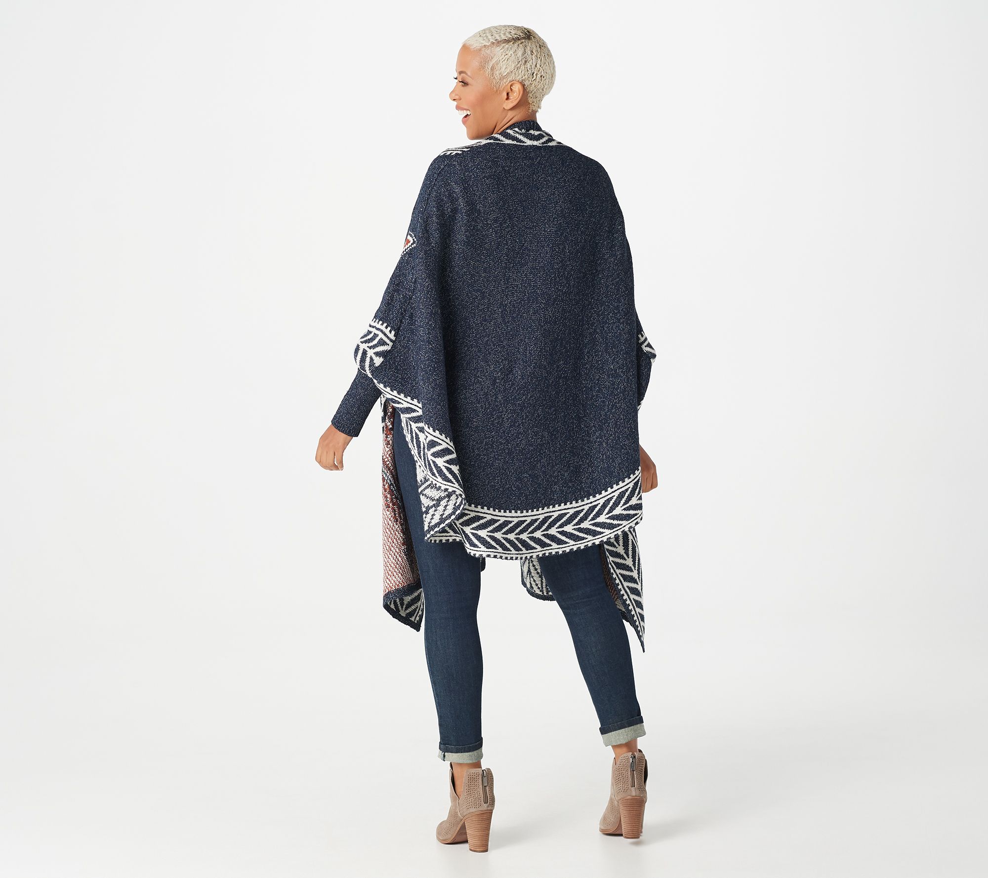 G.I.L.I. Open Front Jacquard Sweater Blanket