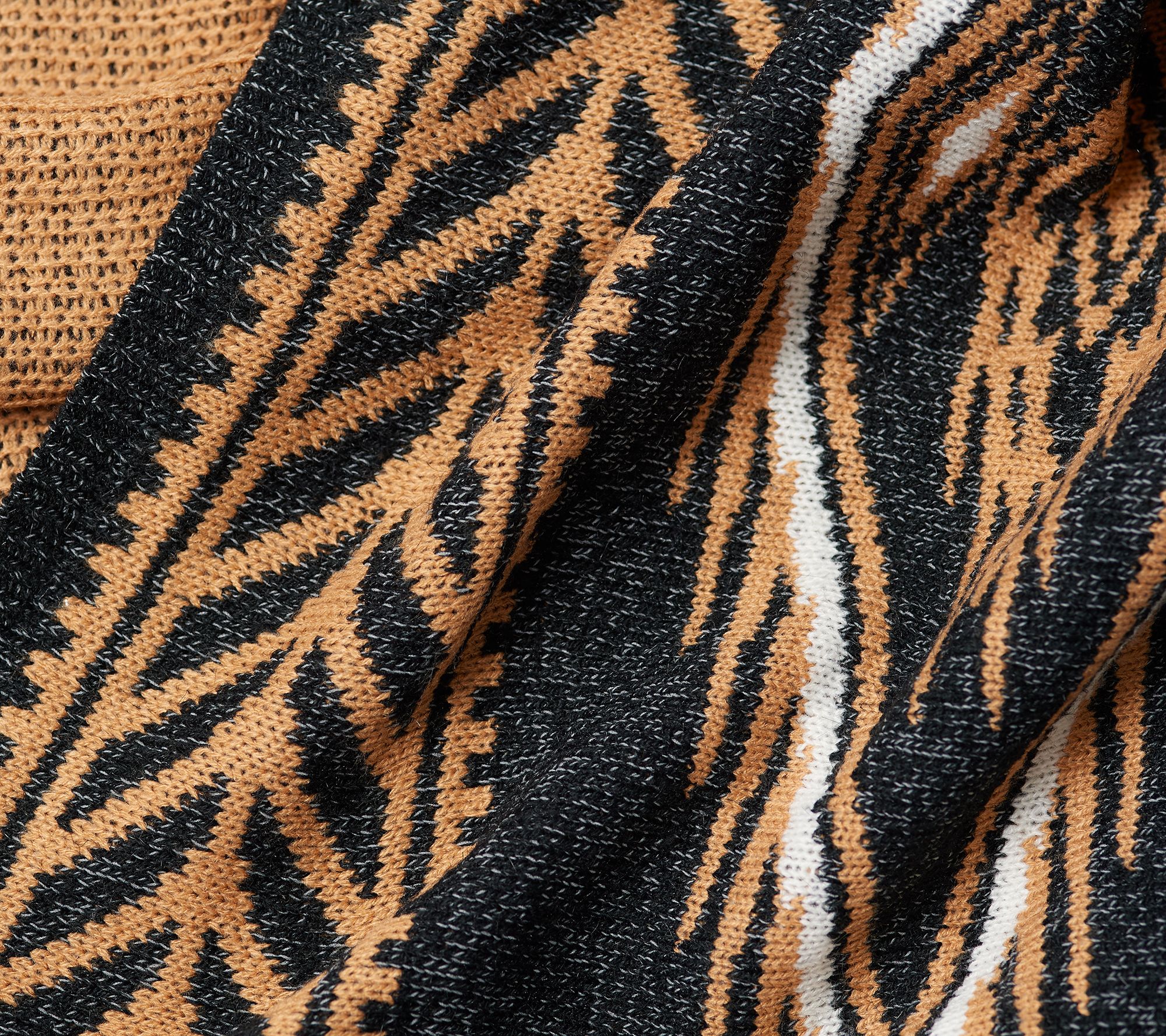 G.I.L.I. Open Front Jacquard Sweater Blanket