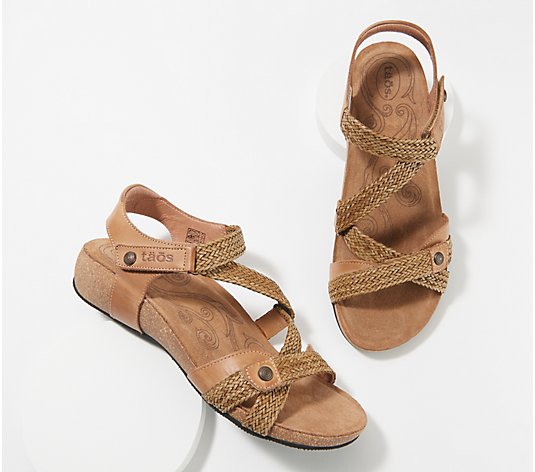 Taos Leather Woven Strap Adjustable Sandals- Trulie