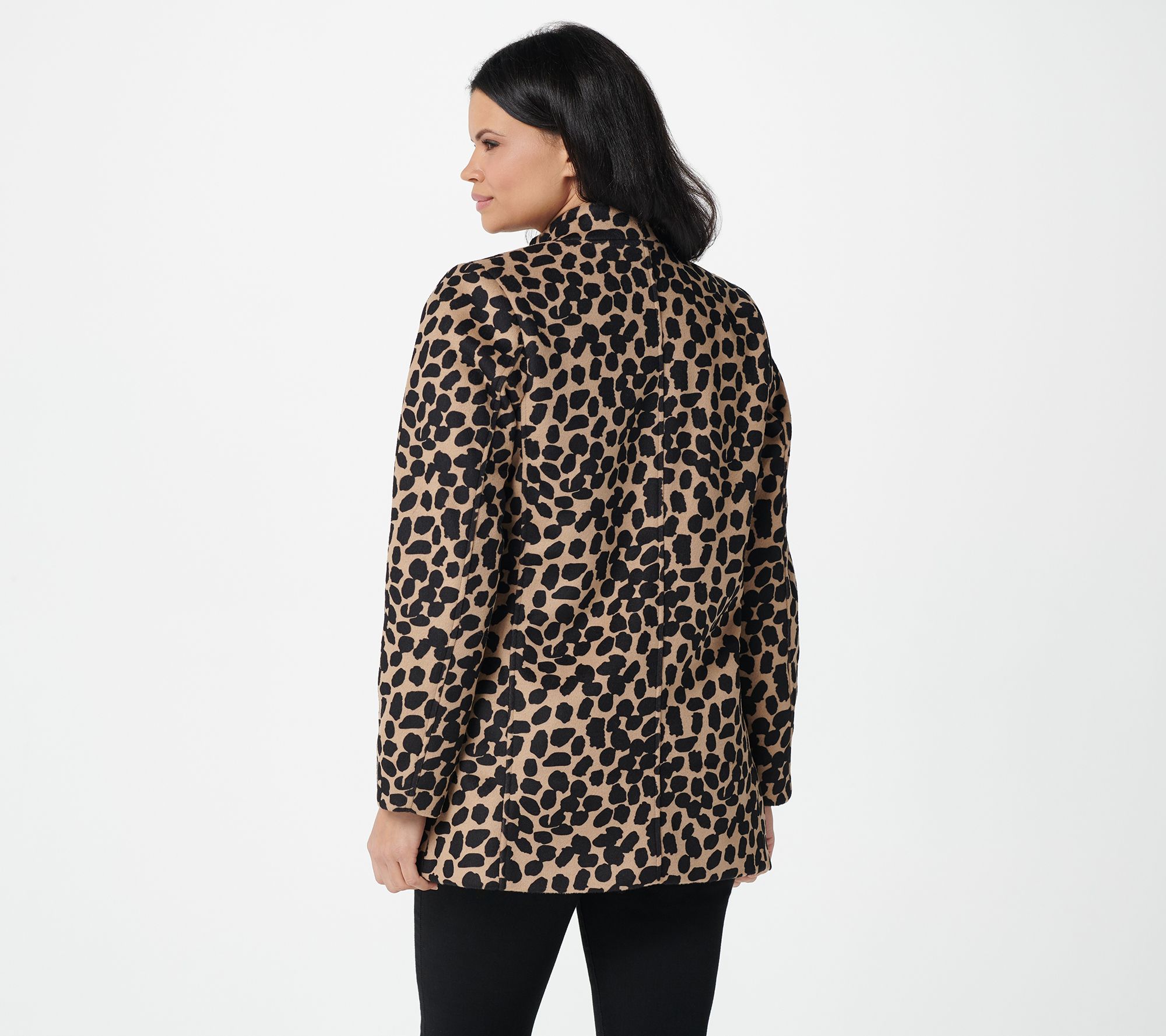 StyleList by Micaela Printed or Solid Funnel Neck Coat - QVC.com