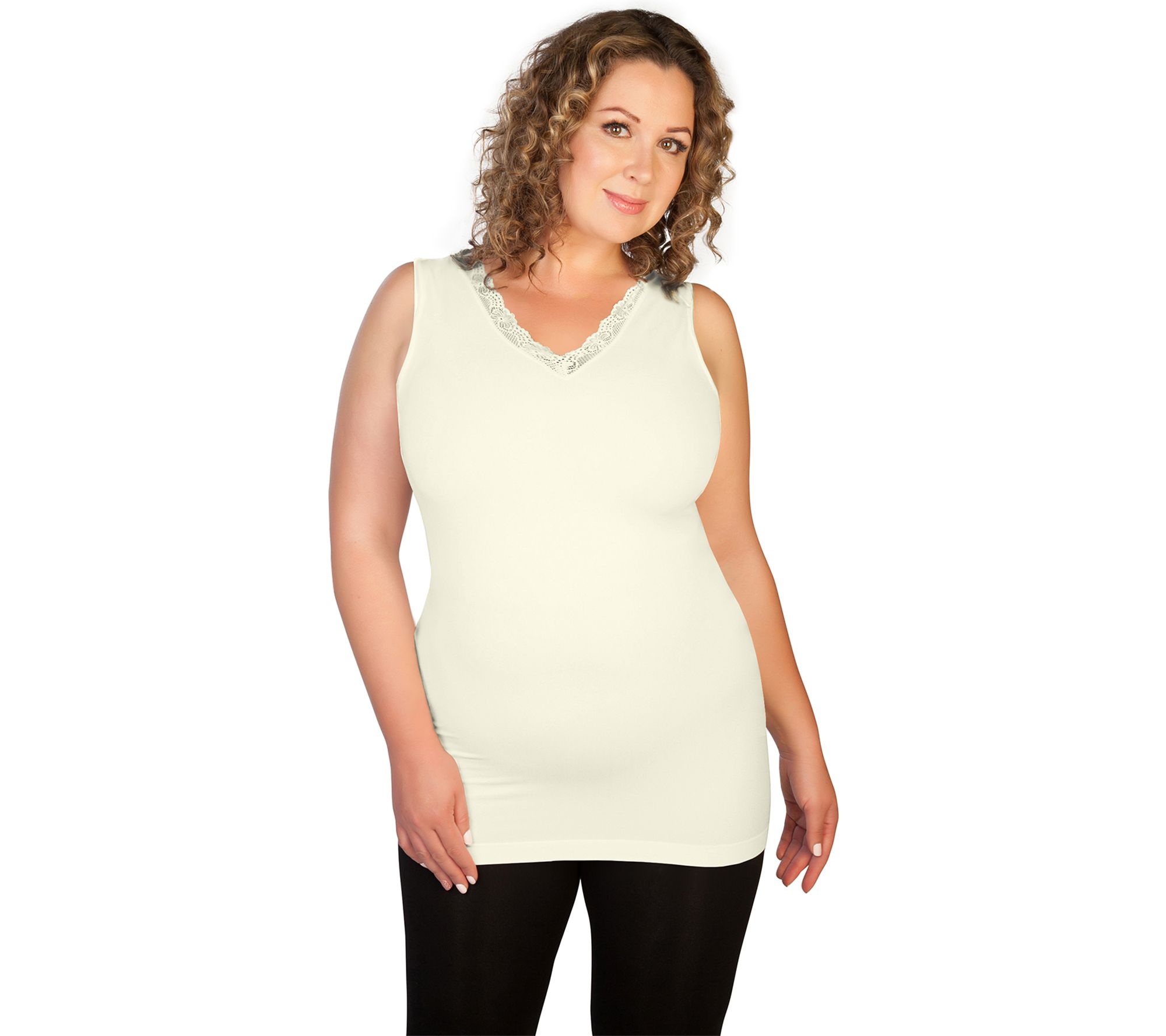 skinnytees Plus Lace V-Neck Tank