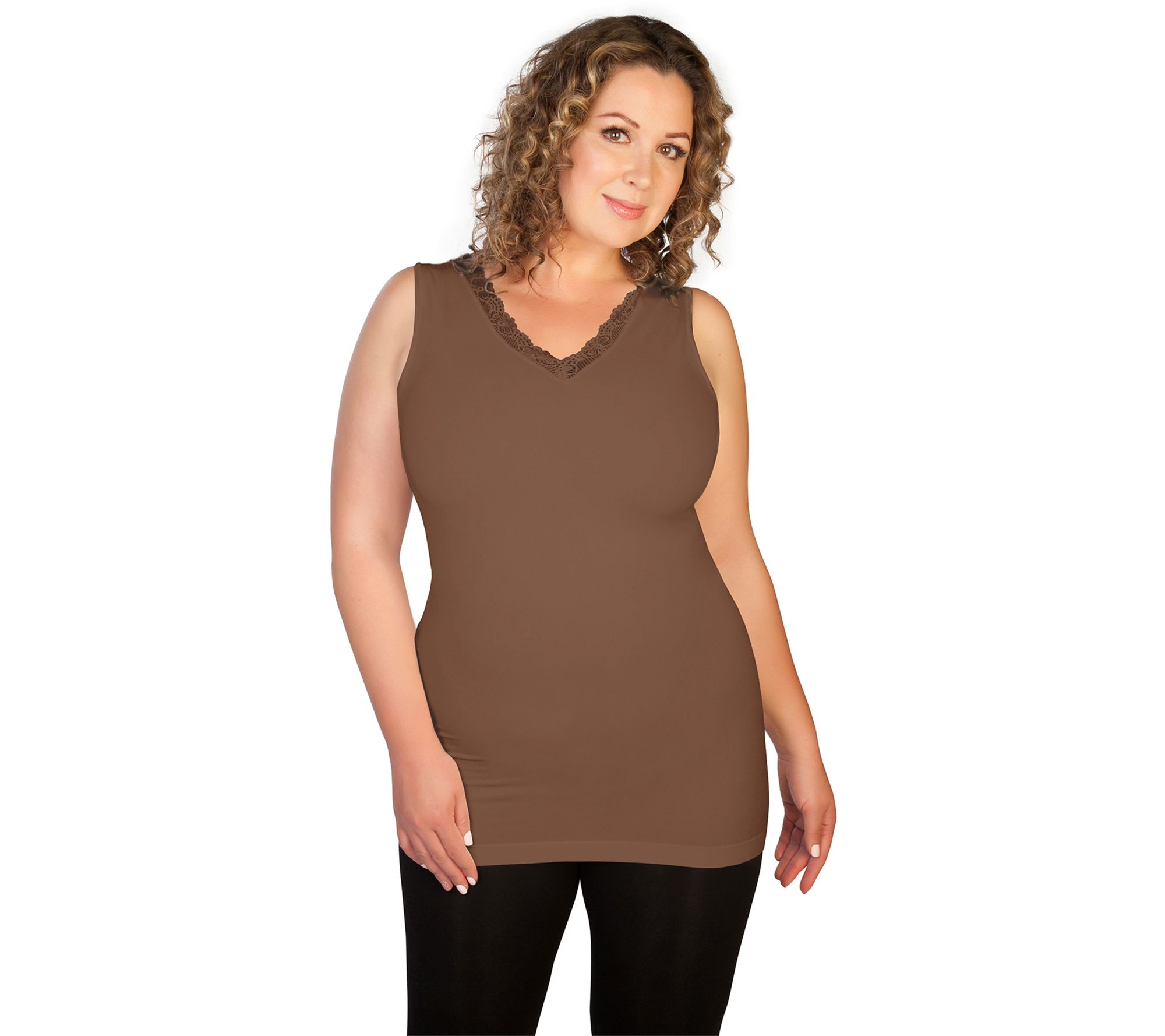 skinnytees Plus Lace V-Neck Tank