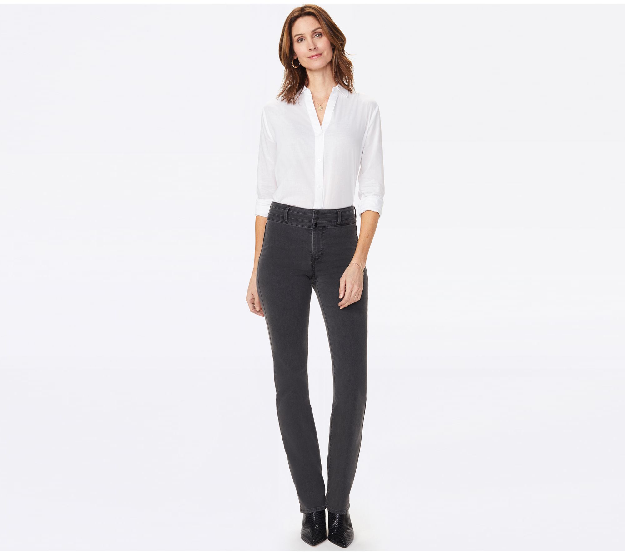 NYDJ Marilyn Straight Jeans with Paneled Waistb  and