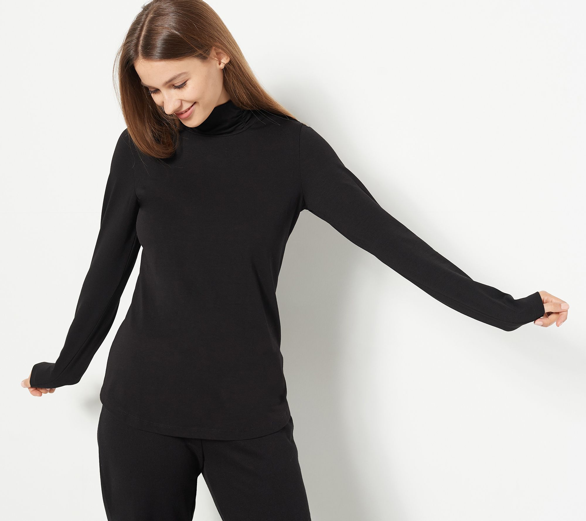 Susan Graver Weekend Essentials Comfy Cotton Turtleneck QVC