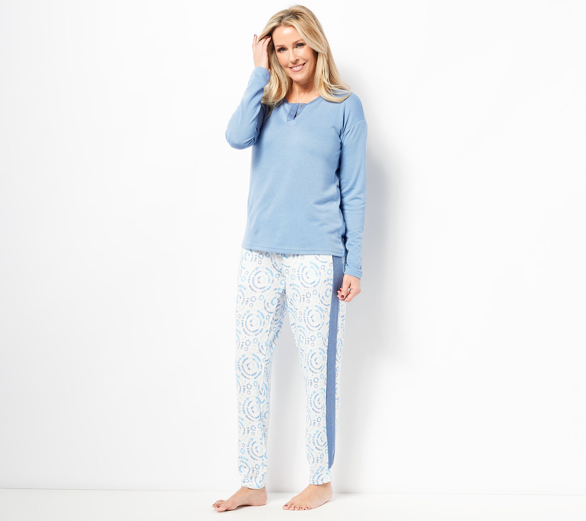 muk luks faux sherpa top and fleece jogger pant pj set