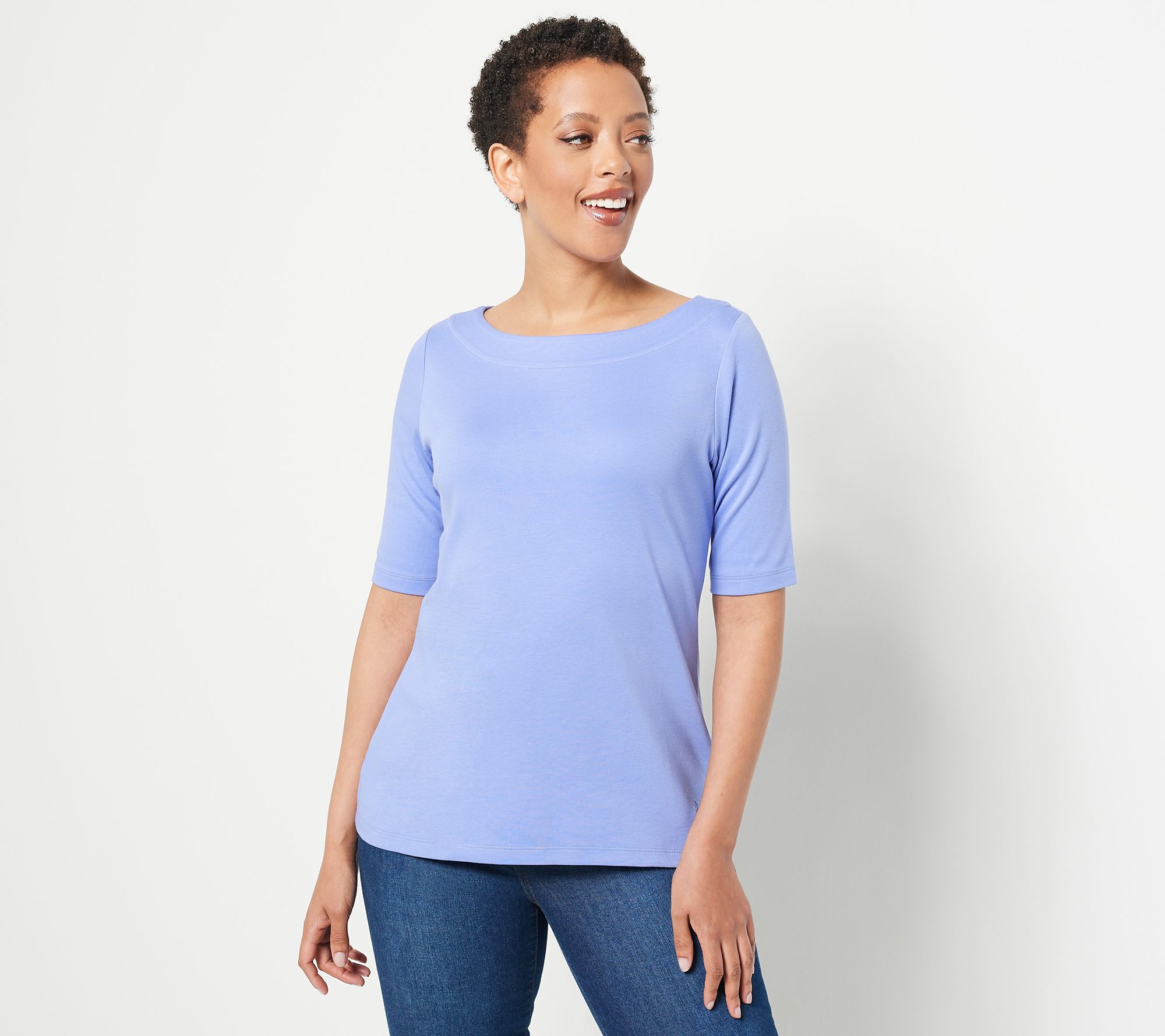 Isaac Mizrahi Live! Essentials Pima Cotton Crew Neck Tee 