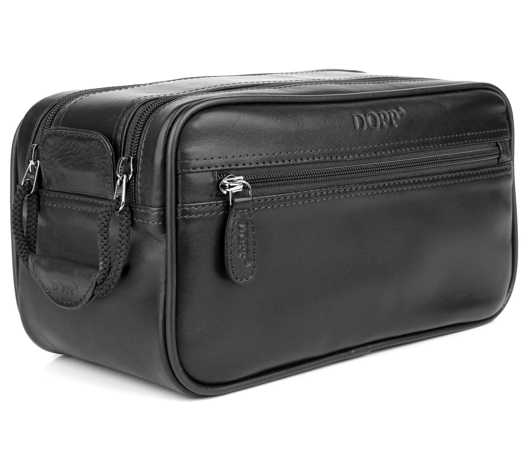 Mens Toiletry Bag Dopp Kit Mens Washable Faux Leather Zipper 