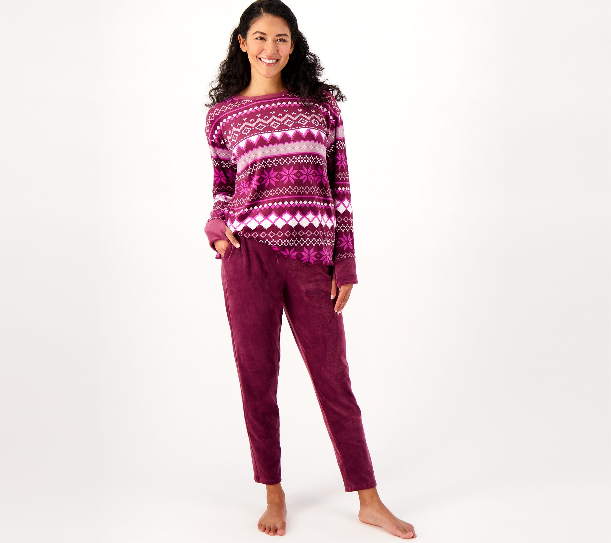 Cuddl Duds Tall Teddy Sherpa w/ Cozy Jersey Lounge Set 