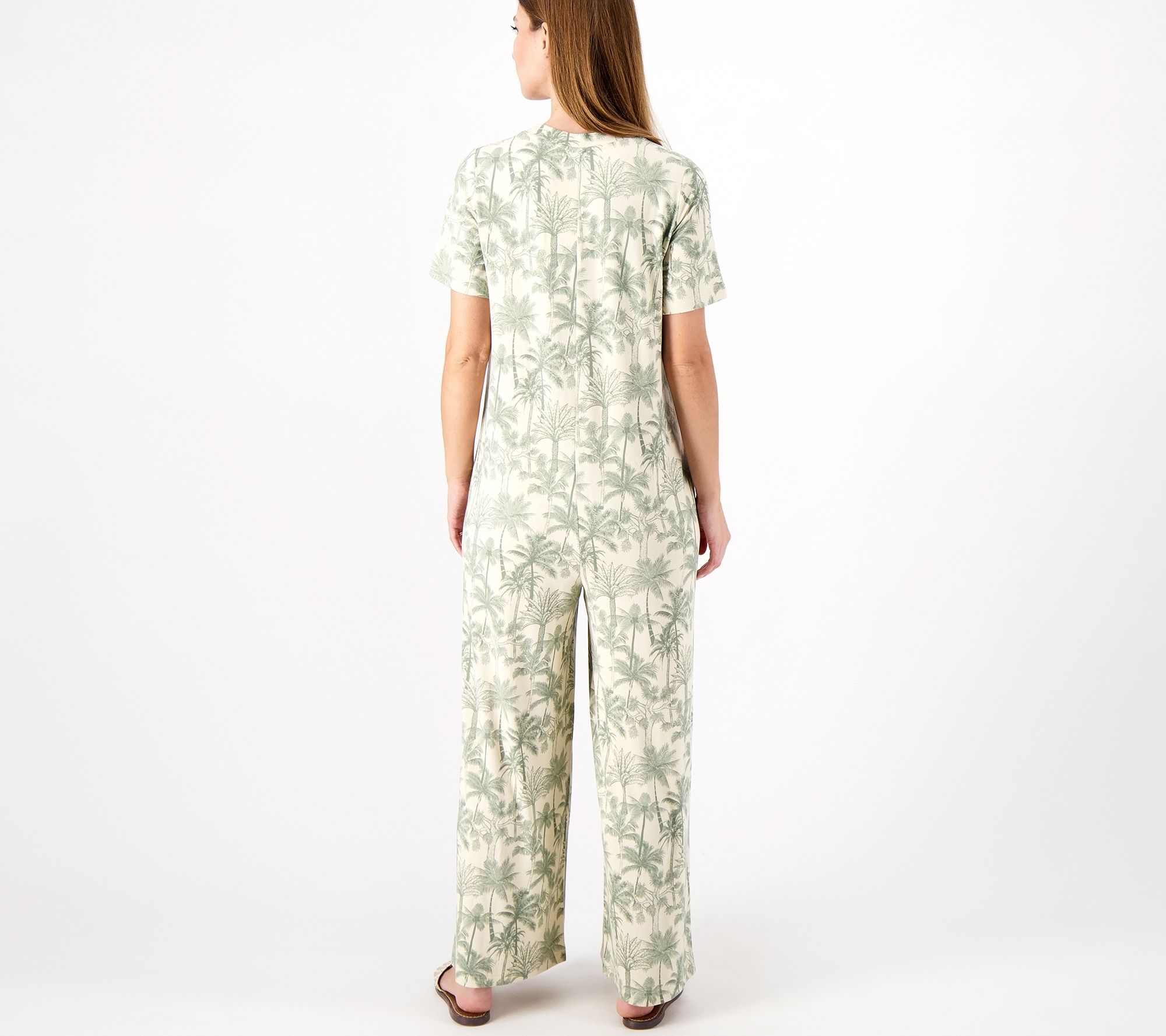 Stretch-Knit Bamboo Pajama Pant - 30 Inseam Beige Botanical