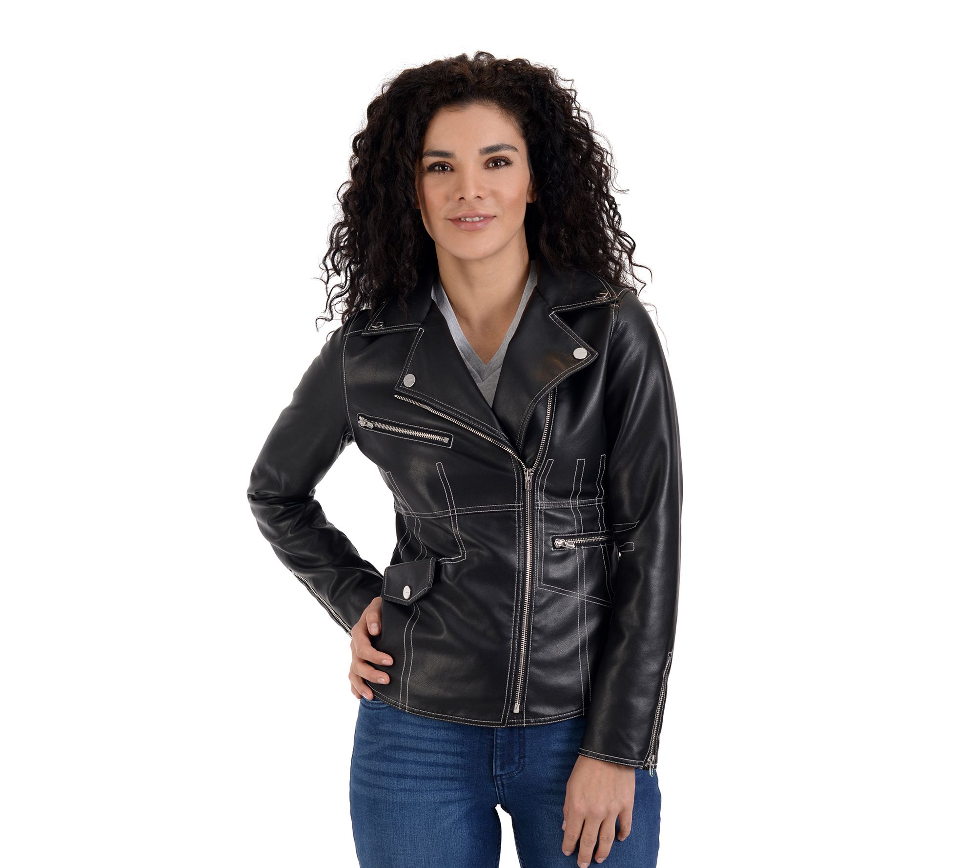 Nine West Biker Jacket with Stitching