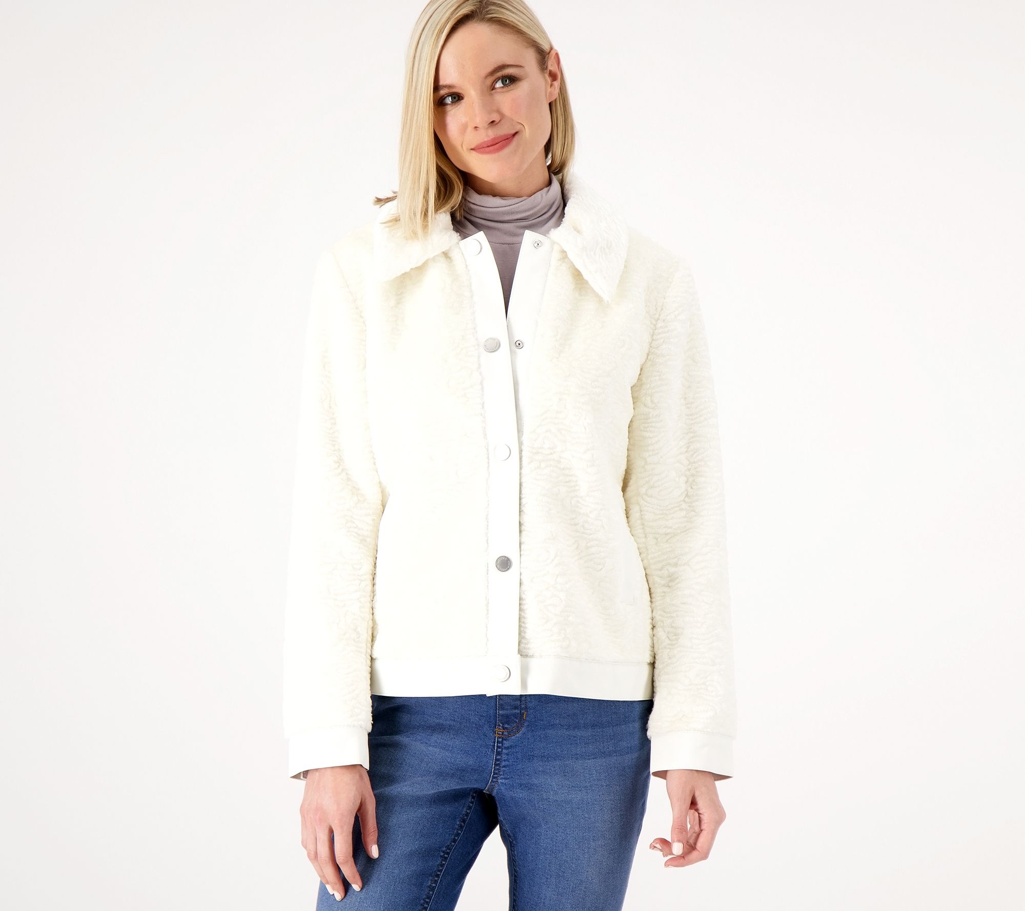"As Is" Dennis Basso Madison Ave Faux Persian Button Front Jacket