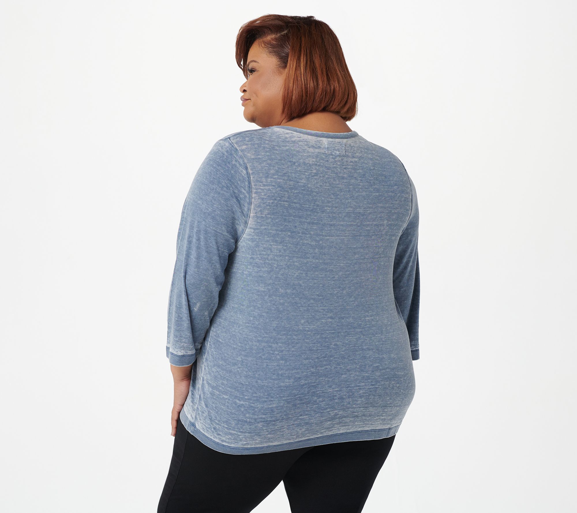 "As Is" Koolaburra by UGG Vintage Wash Interlock 3/4 Sleeve Top