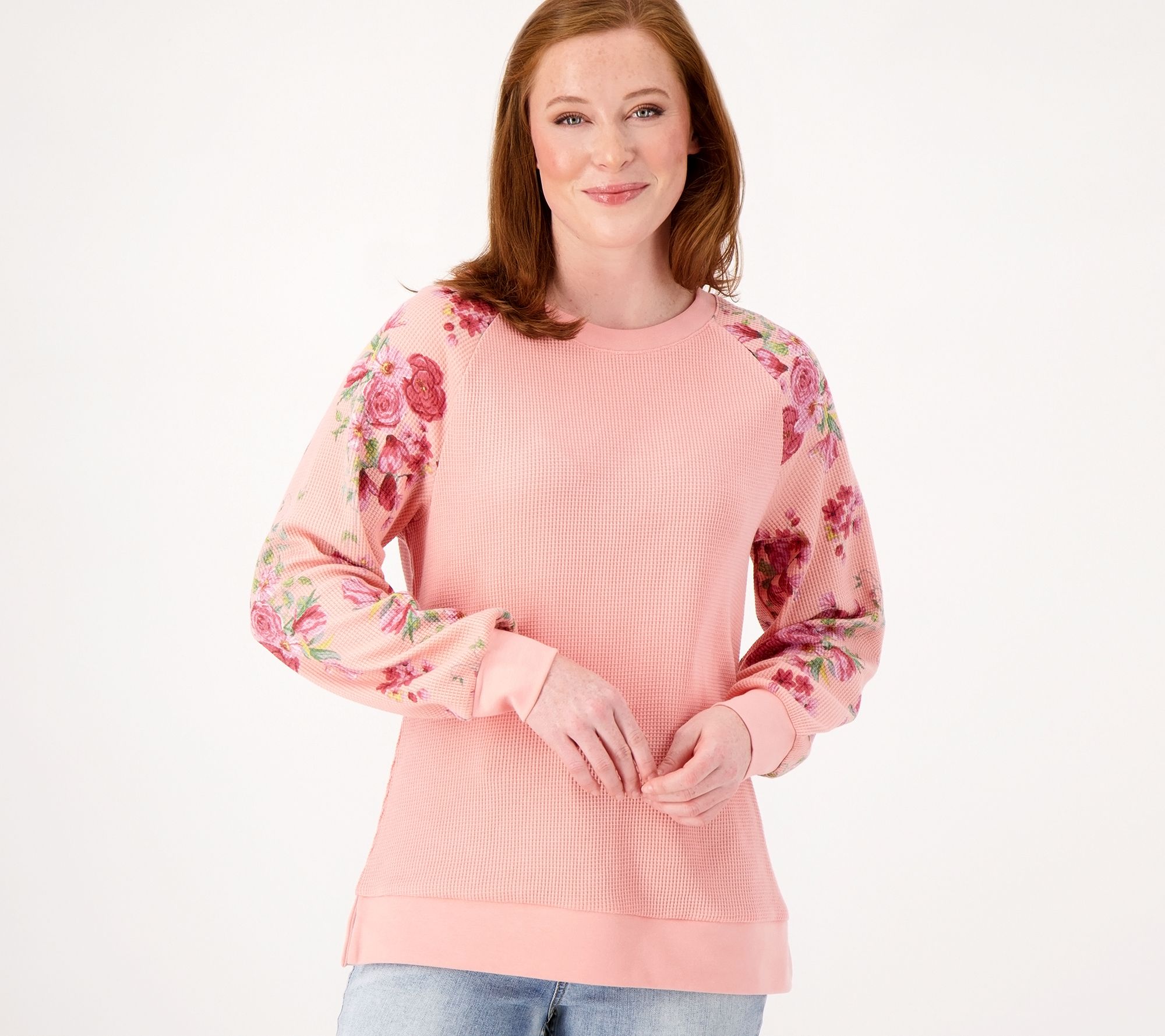 "As Is" Belle by Kim Gravel Baby Waffle Indigo Floral Sweatshirt