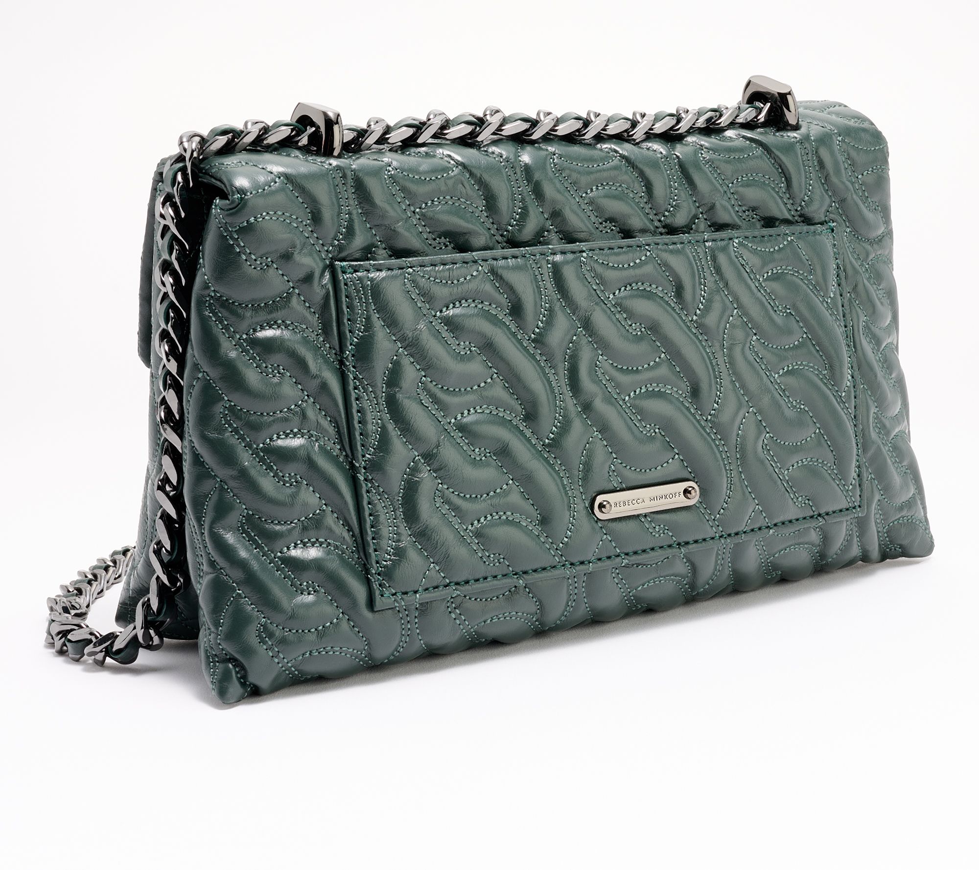 Rebecca Minkoff Double Gusset Leather Crossbody with Chain Quilt - QVC.com