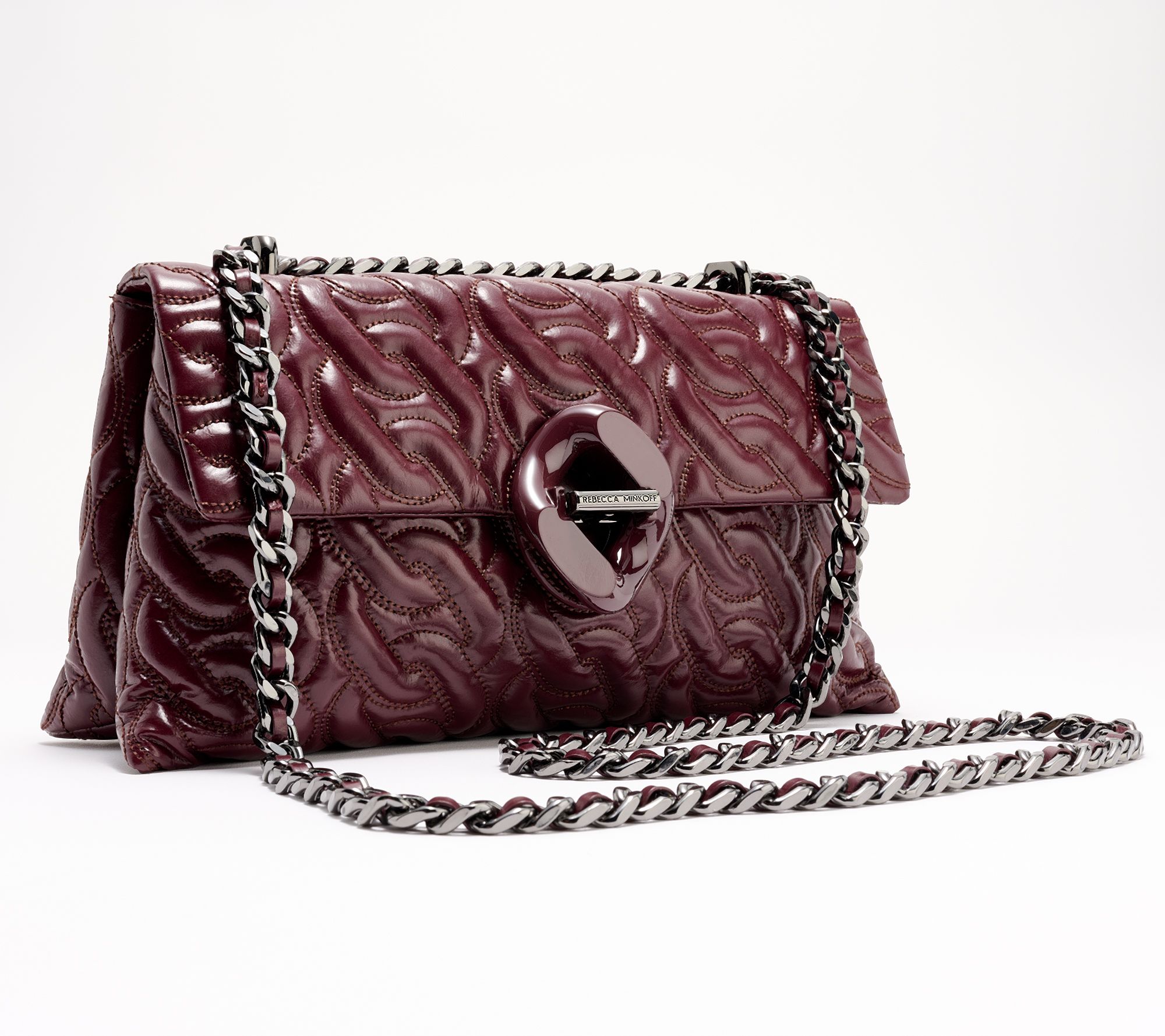Rebecca Minkoff Double Gusset Leather Crossbody with Chain